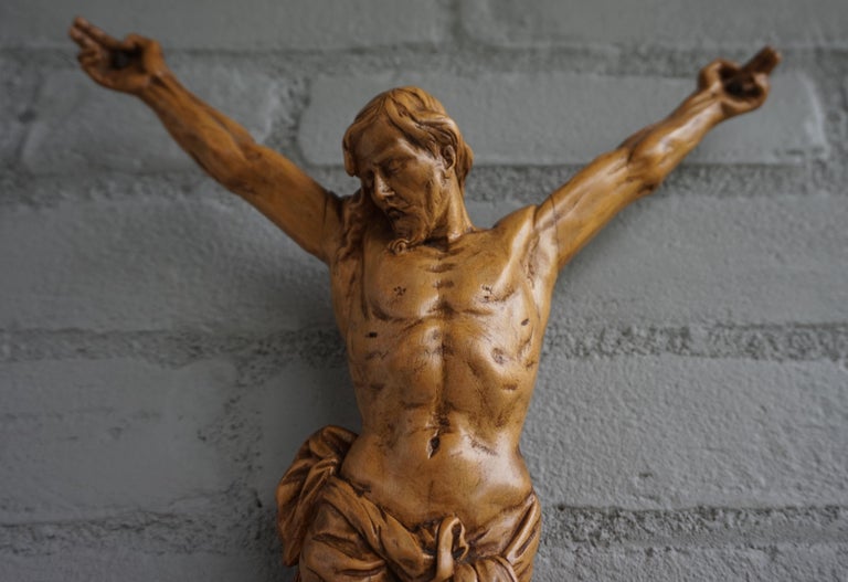Beautifully Hand Carved Vintage Wooden Corpus of Jesus Christ for Wall Mounting at 1stDibs