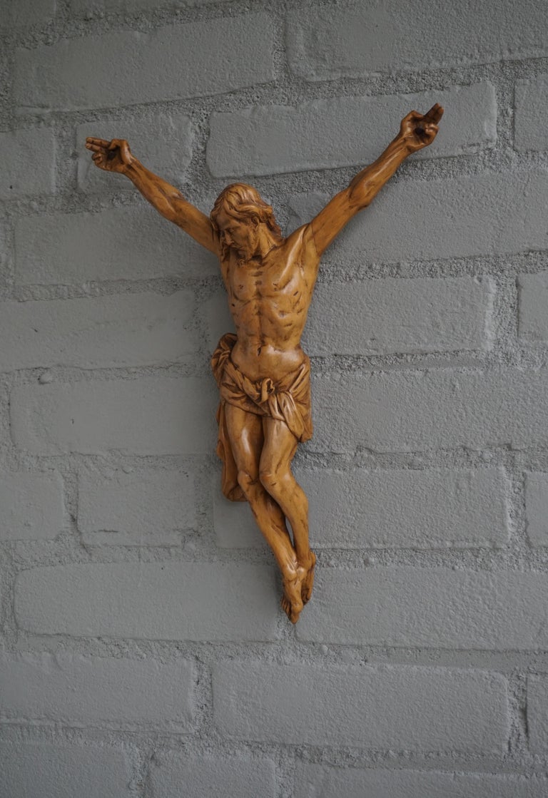 Beautifully Hand Carved Vintage Wooden Corpus of Jesus Christ for Wall Mounting at 1stDibs