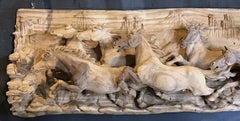 Beautifully Hand-Carved Wooden Artwork of Horses