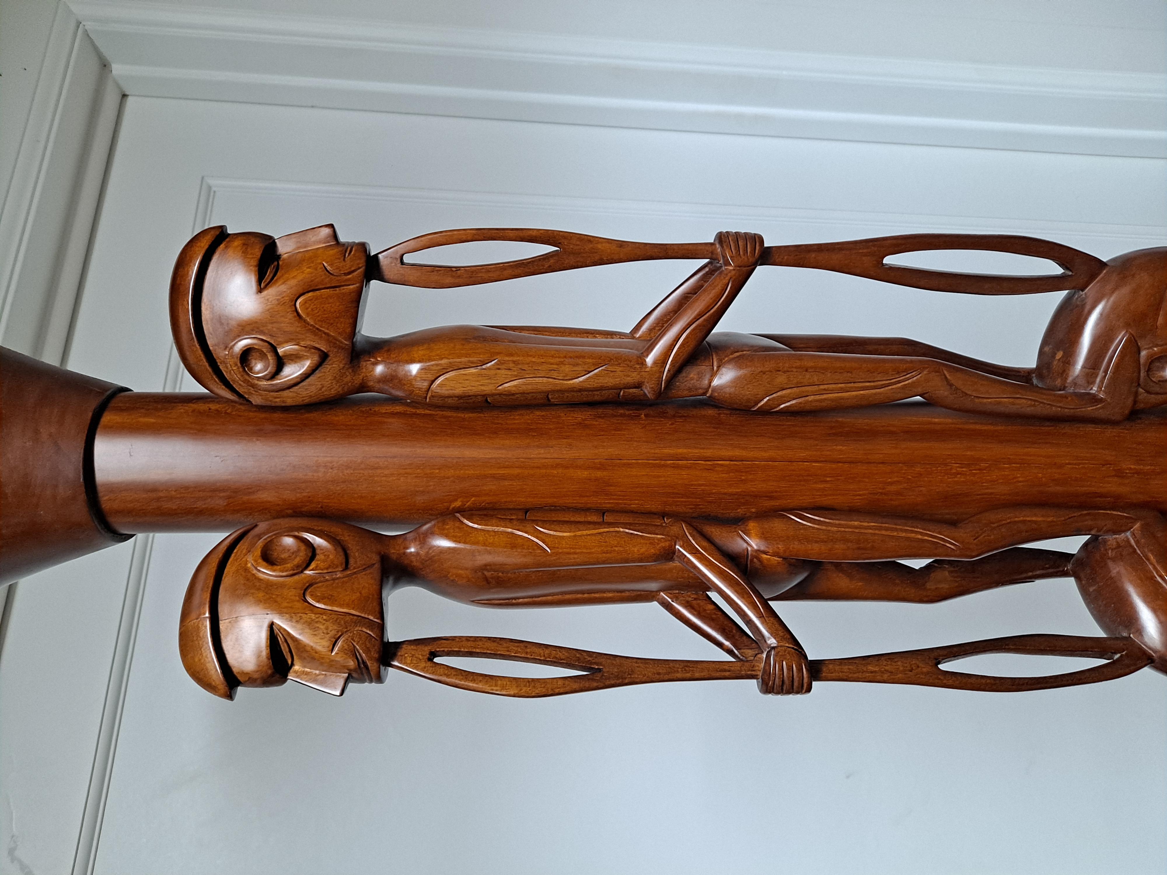 20th Century Beautifully hand carved wooden figure floor lamp For Sale