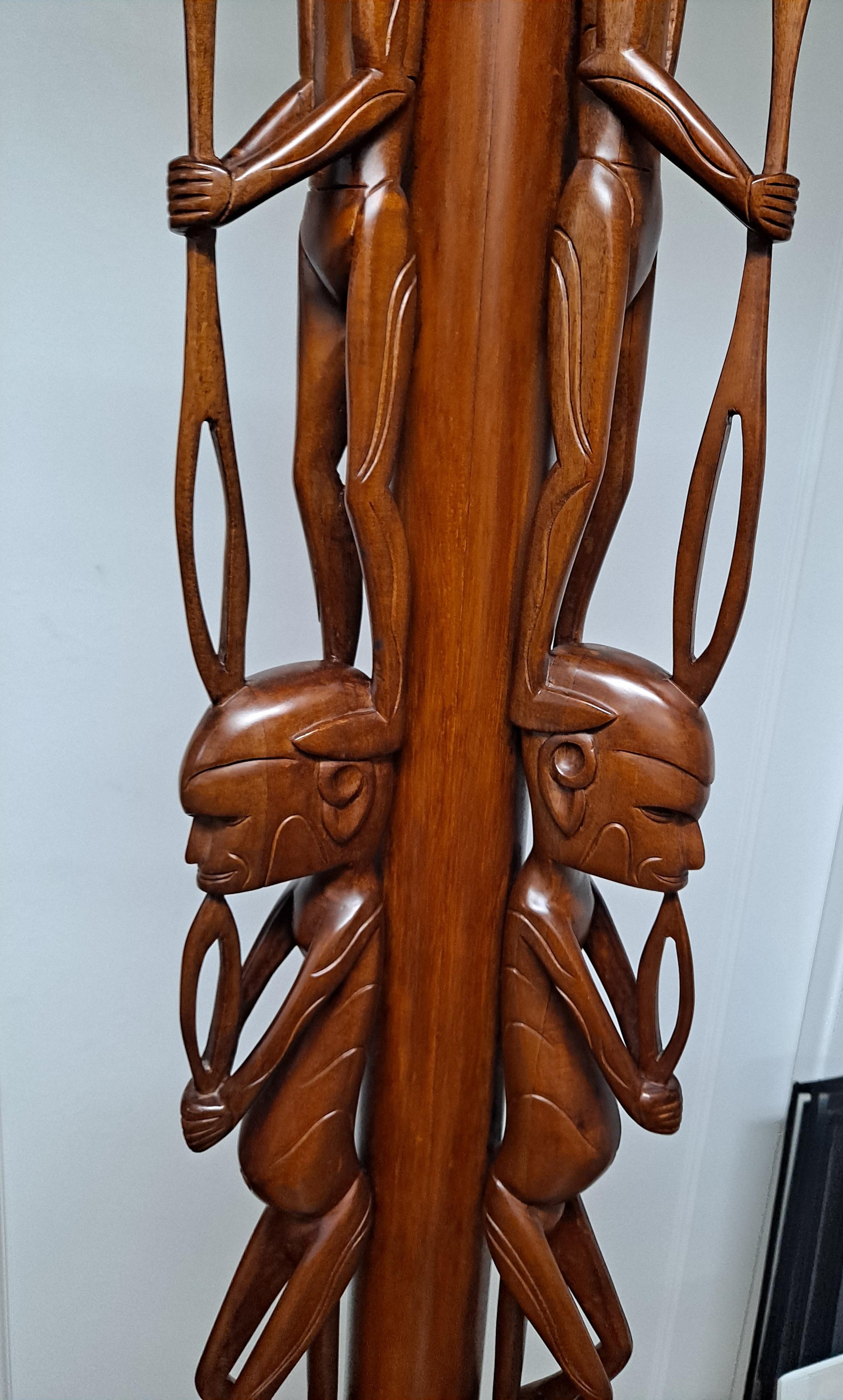 Beautifully hand carved wooden figure floor lamp For Sale 1