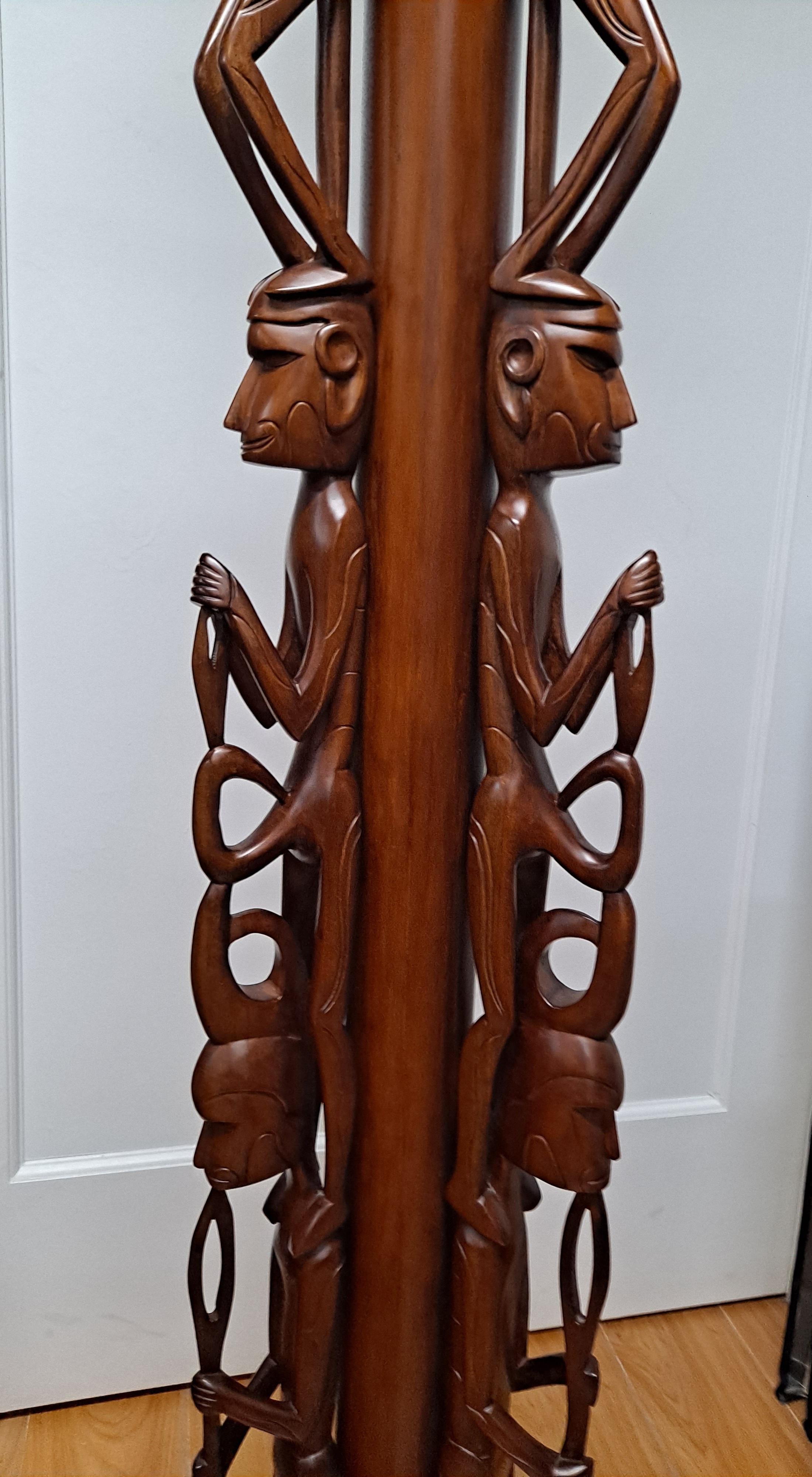 Beautifully hand carved wooden figure floor lamp For Sale 2