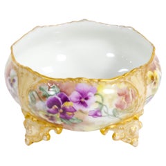 Beautifully Hand Painted / Gilt  French Porcelain Footed Centerpiece Bowl