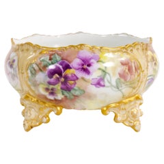 Beautifully Hand Painted / Gilt  French Porcelain Footed Centerpiece Bowl