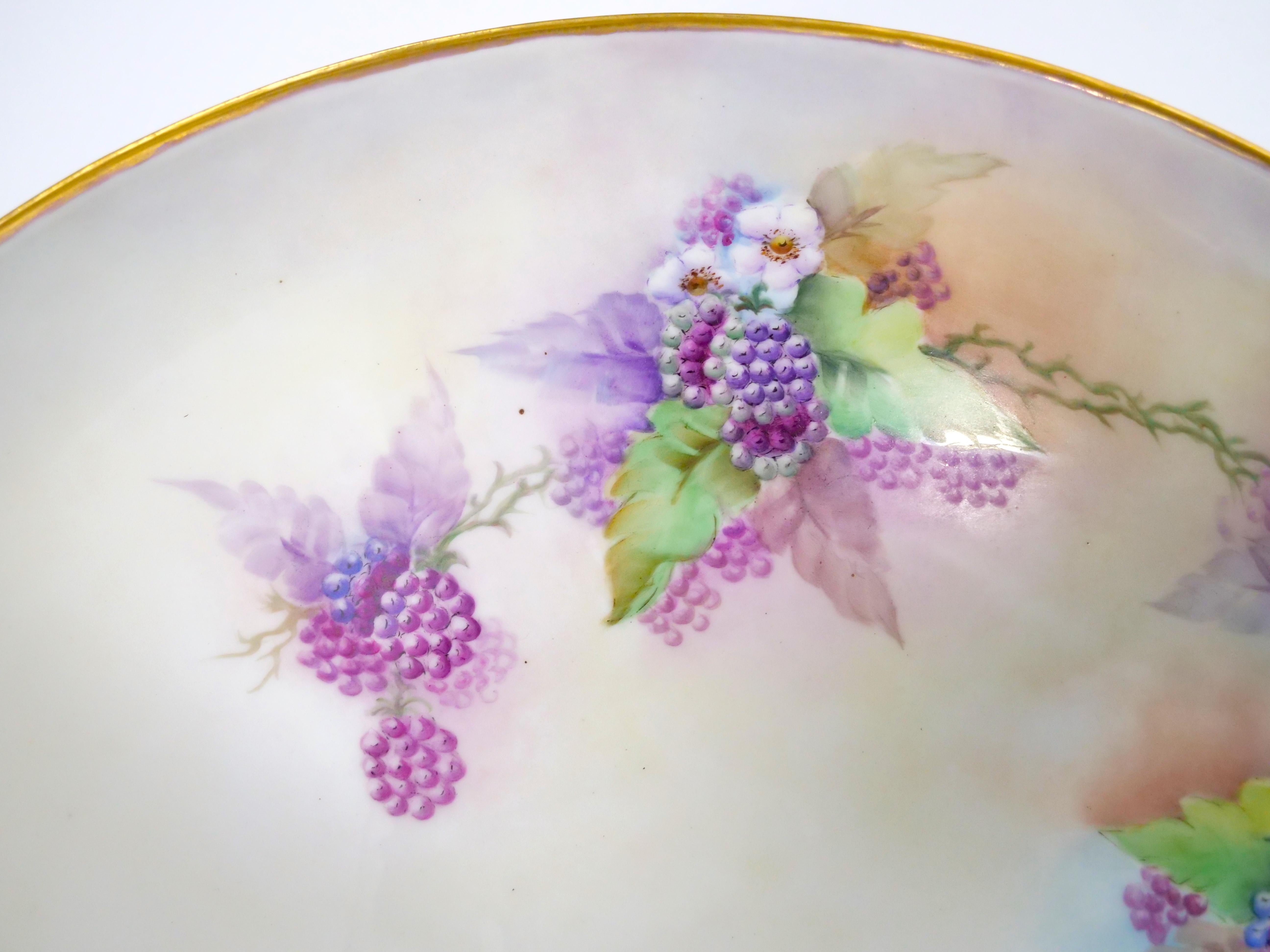 Beautifully Hand Painted / Gilt French Porcelain Footed Centerpiece / Punch Bowl For Sale 3