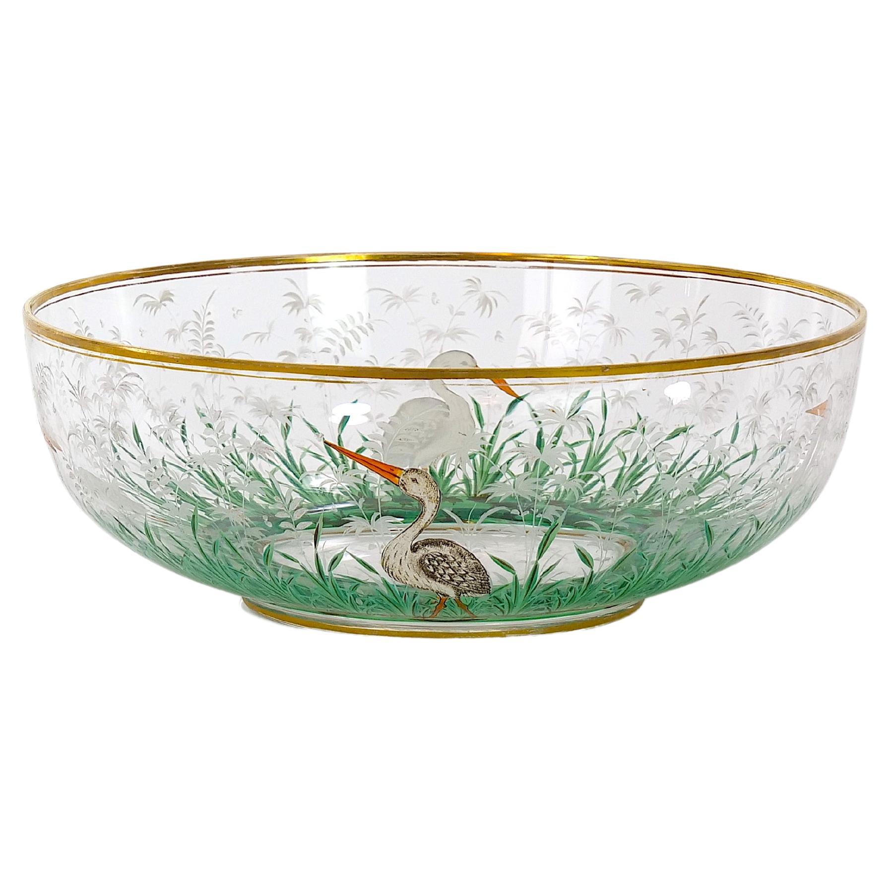 Beautifully Hand Painted Moser Decorative Centerpiece Bowl