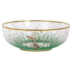 Beautifully Hand Painted Moser Decorative Centerpiece Bowl