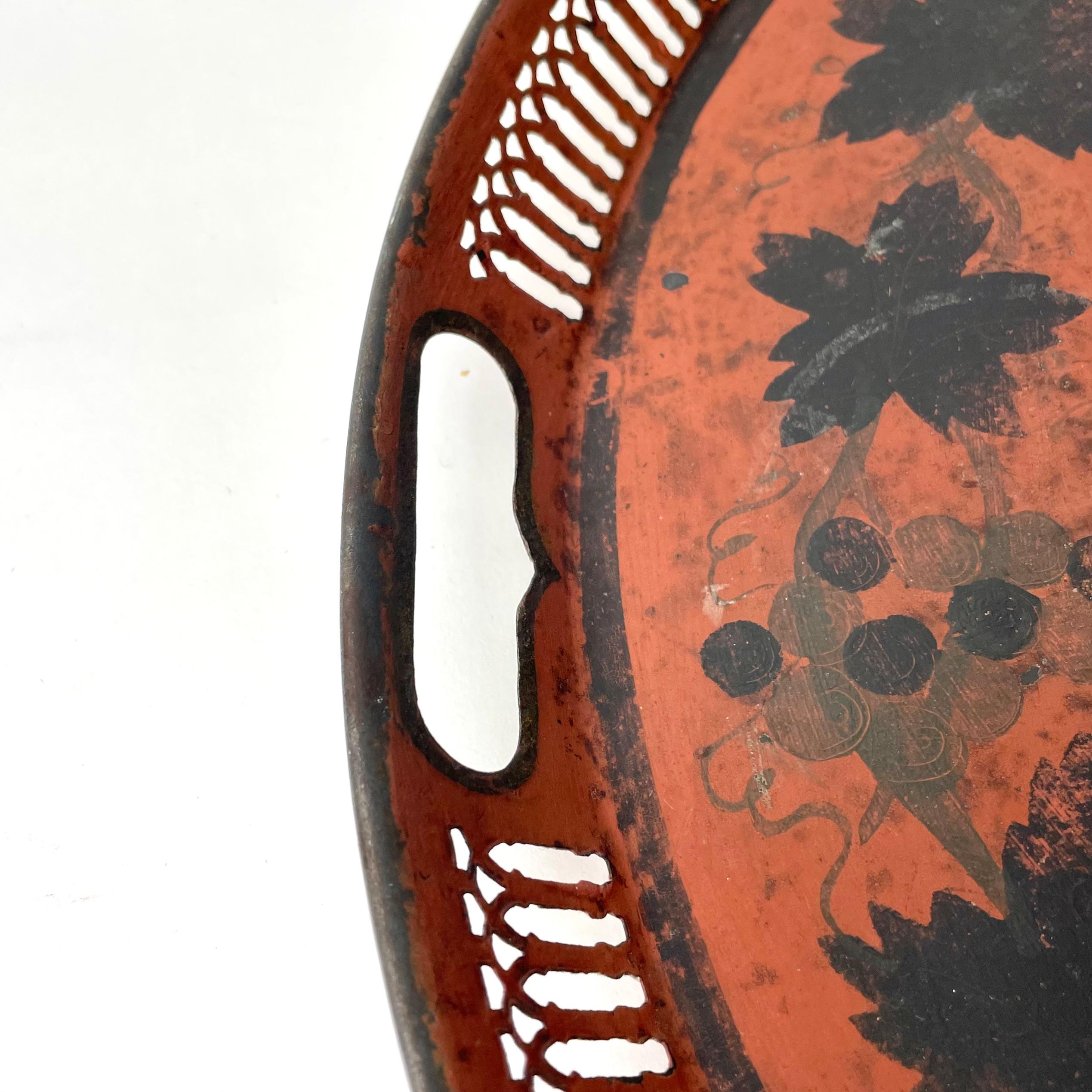 Hand-Painted Beautifully handpainted tray with patina from early 19th Century