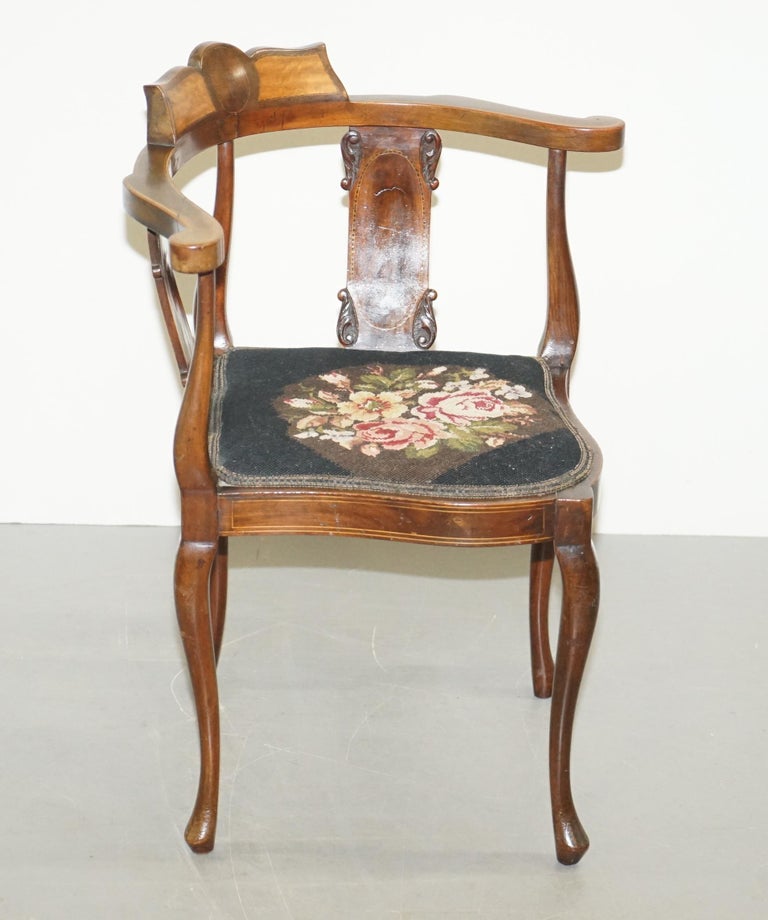 Beautifully Inlaid Sheraton Revival Victorian Corner Chair, Sublime ...