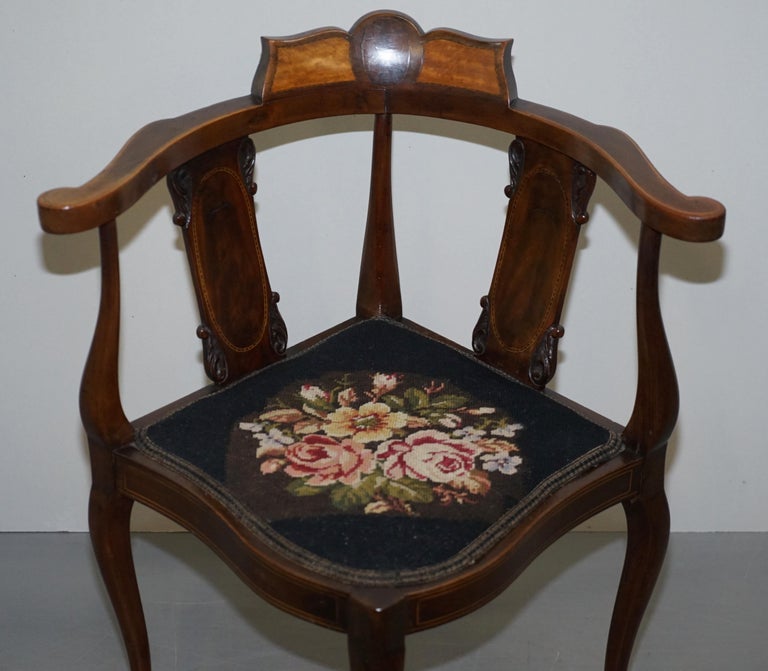 Beautifully Inlaid Sheraton Revival Victorian Corner Chair, Sublime ...