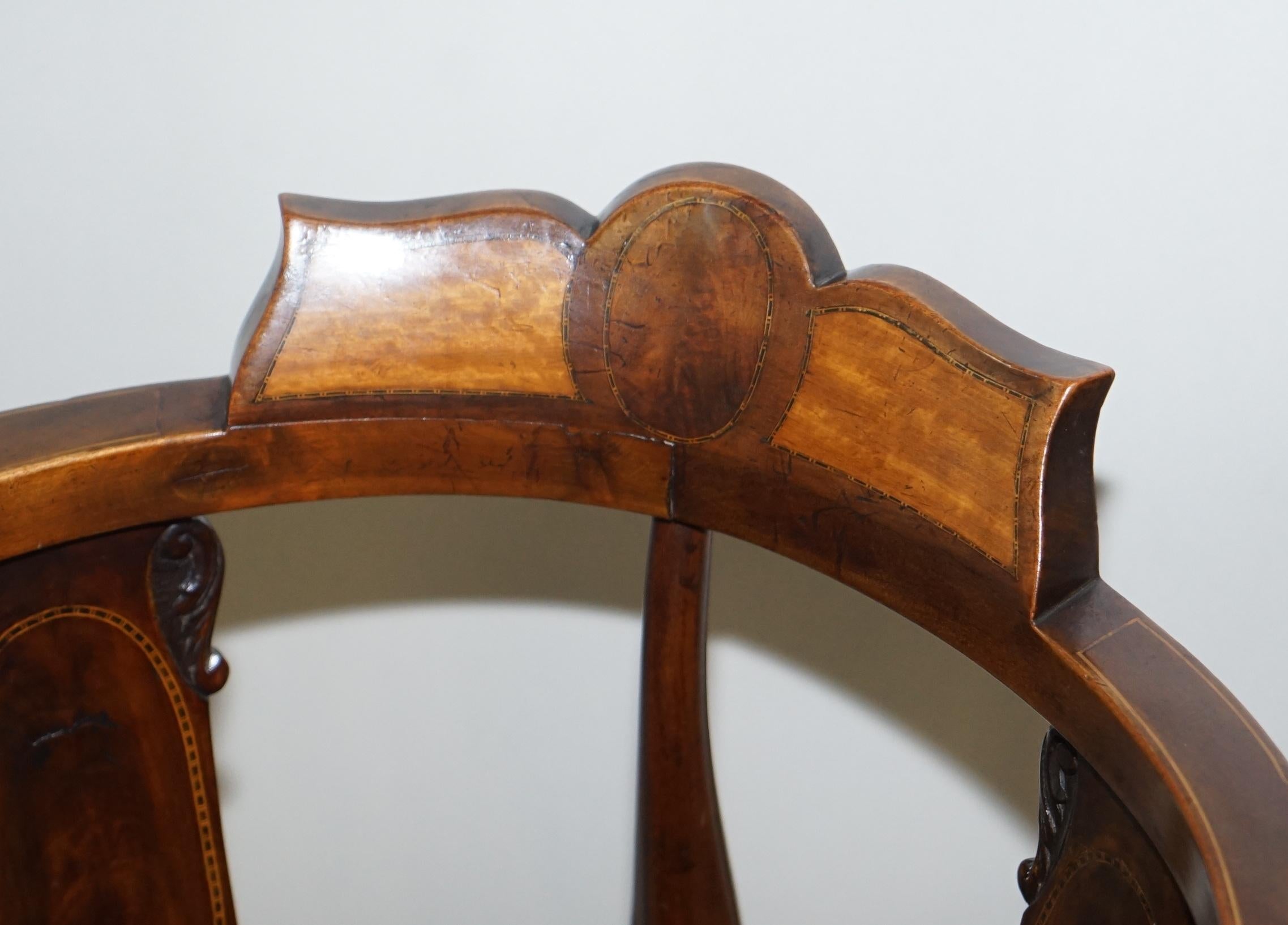 Hand-Crafted Beautifully Inlaid Sheraton Revival Victorian Corner Chair, Sublime Quality