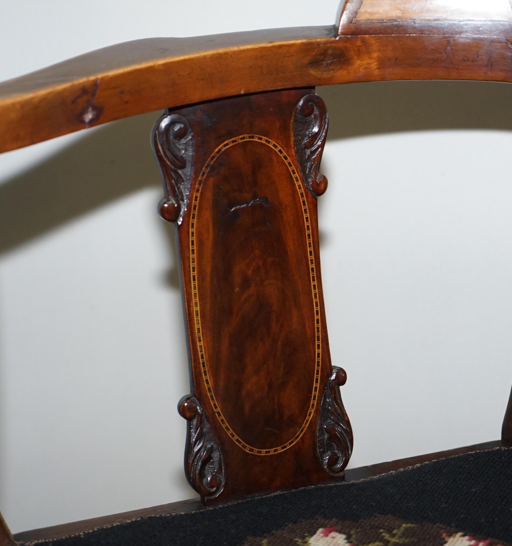 Late 19th Century Beautifully Inlaid Sheraton Revival Victorian Corner Chair, Sublime Quality