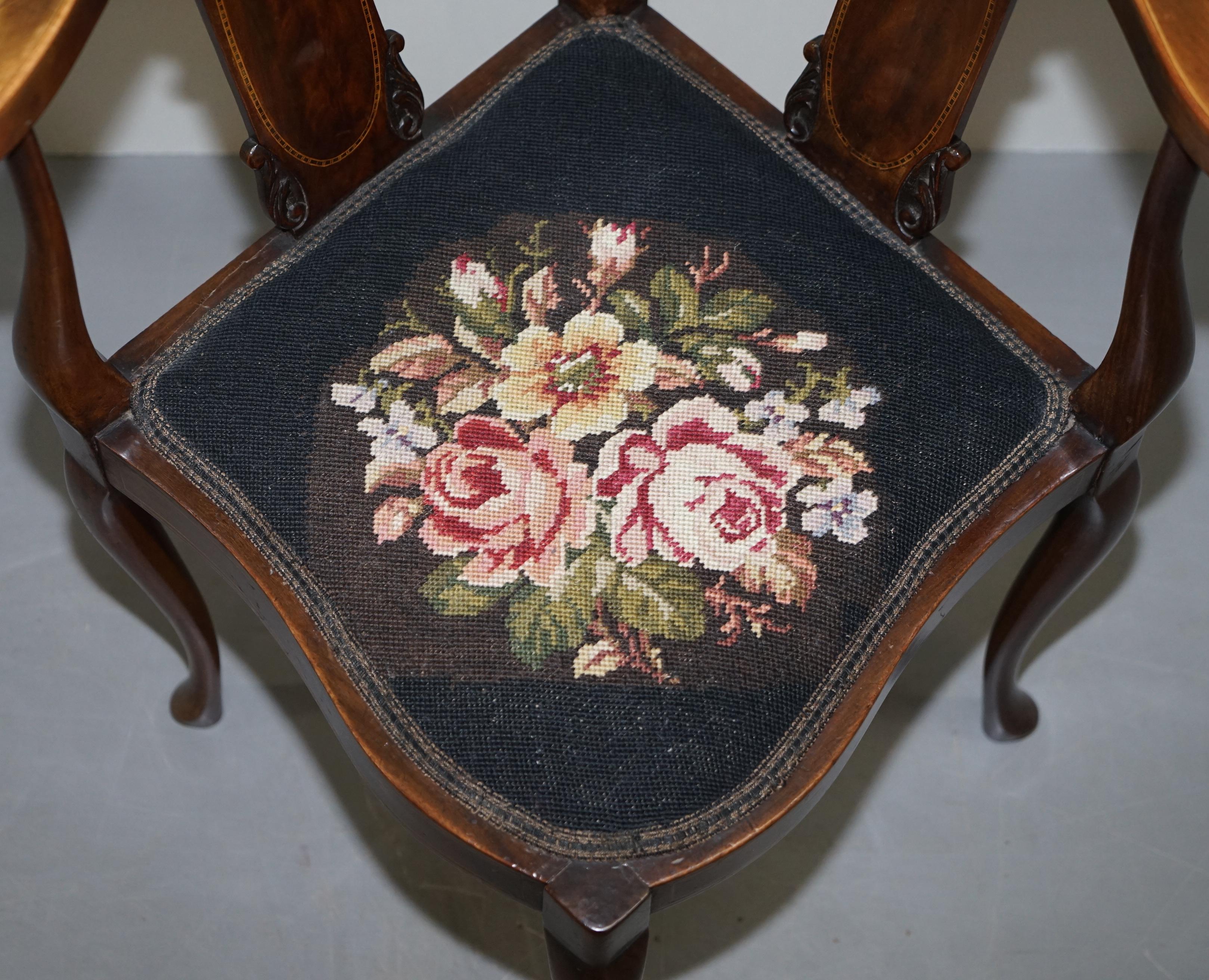 Beautifully Inlaid Sheraton Revival Victorian Corner Chair, Sublime Quality 3