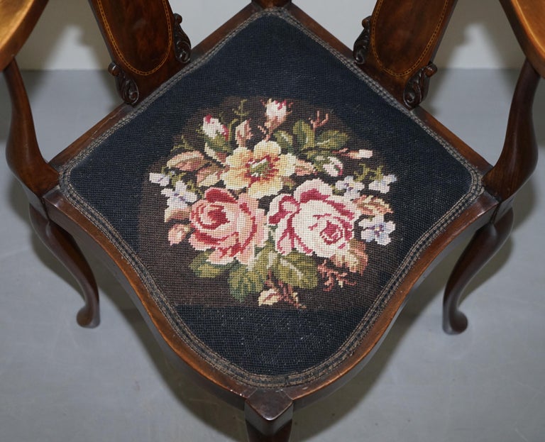 Beautifully Inlaid Sheraton Revival Victorian Corner Chair, Sublime ...