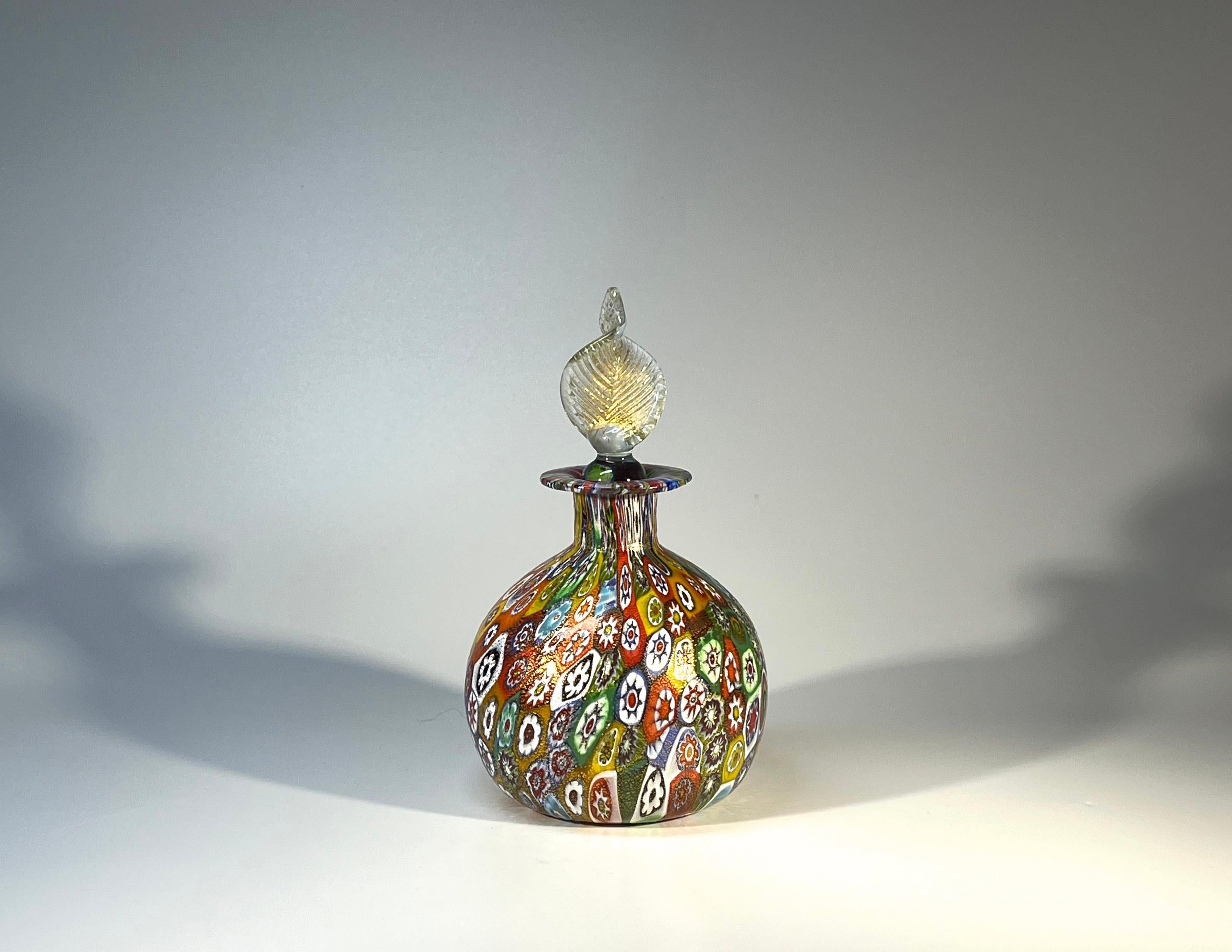 Beautifully Intricate, Millefiori Venetian Glass Perfume Bottle Mid 20th Century 6