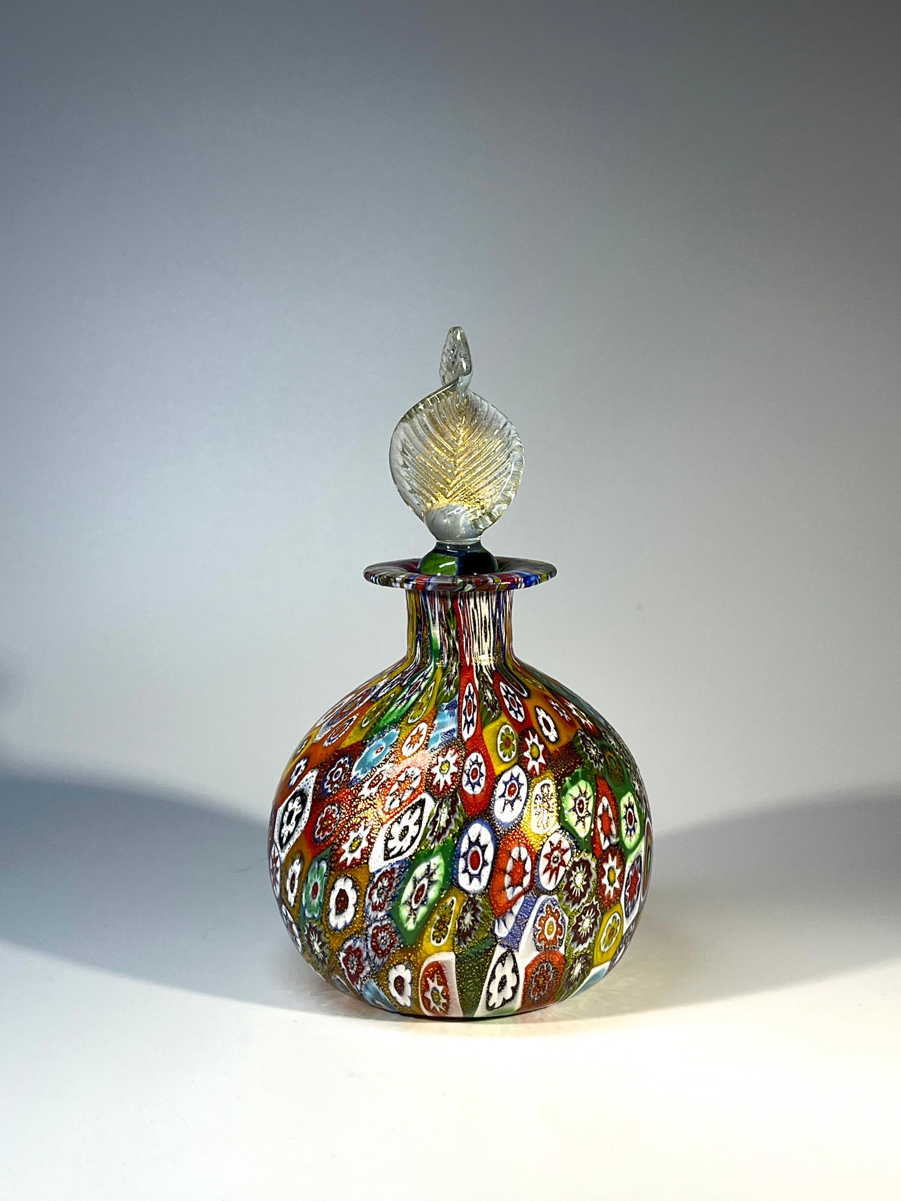 Polished Beautifully Intricate, Millefiori Venetian Glass Perfume Bottle Mid 20th Century