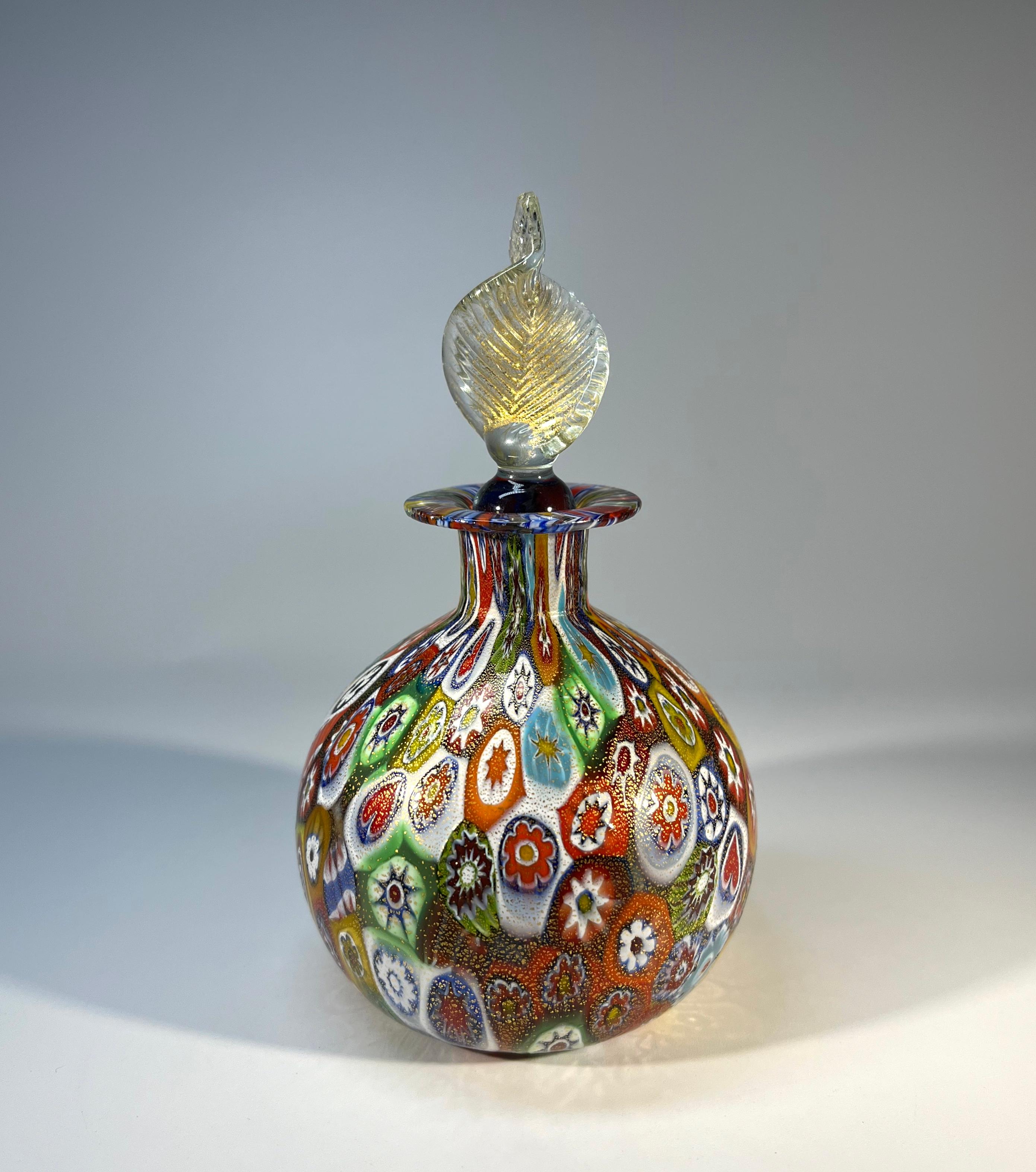 Beautifully Intricate, Millefiori Venetian Glass Perfume Bottle Mid 20th Century In Excellent Condition In Rothley, Leicestershire