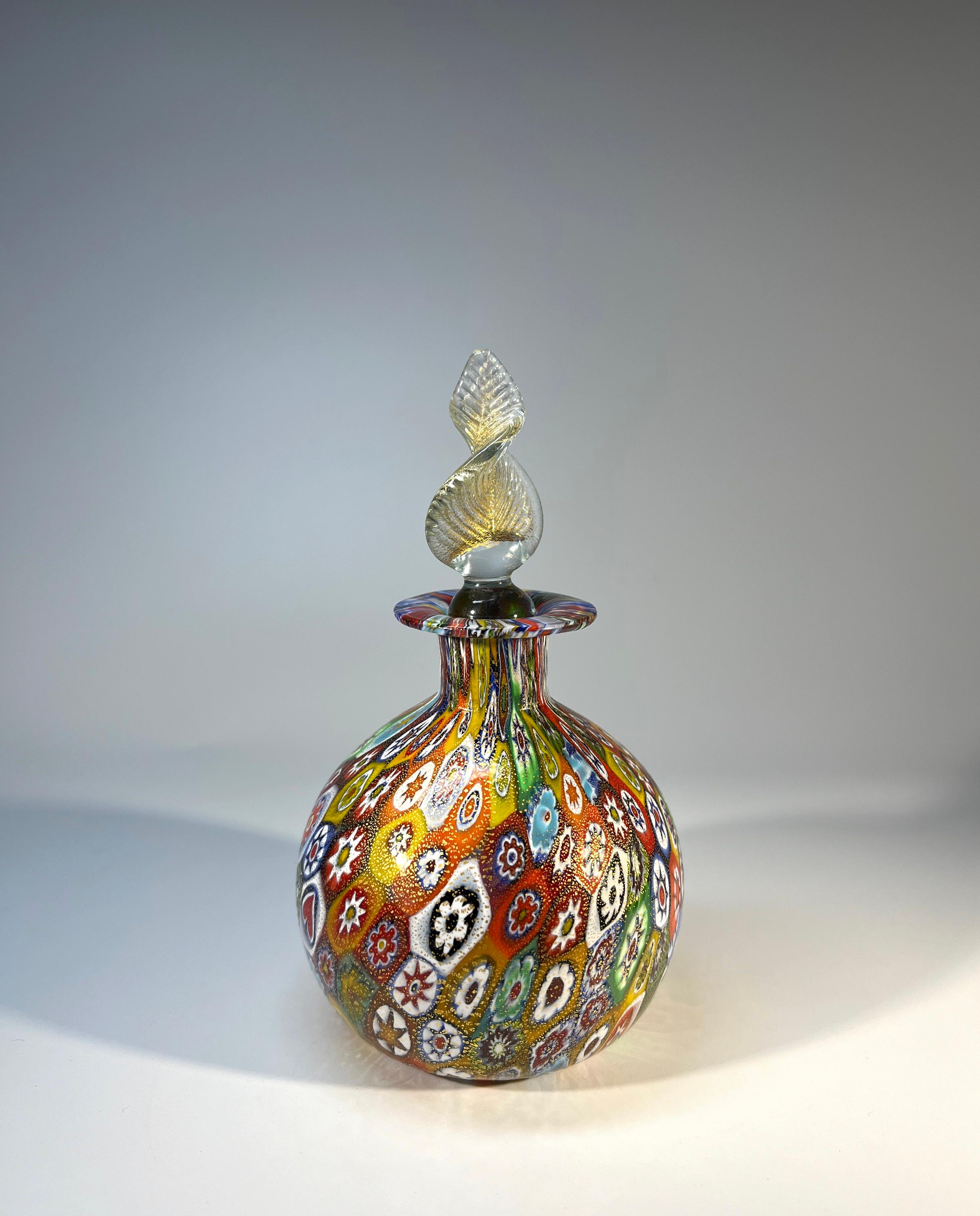 Beautifully Intricate, Millefiori Venetian Glass Perfume Bottle Mid 20th Century 1