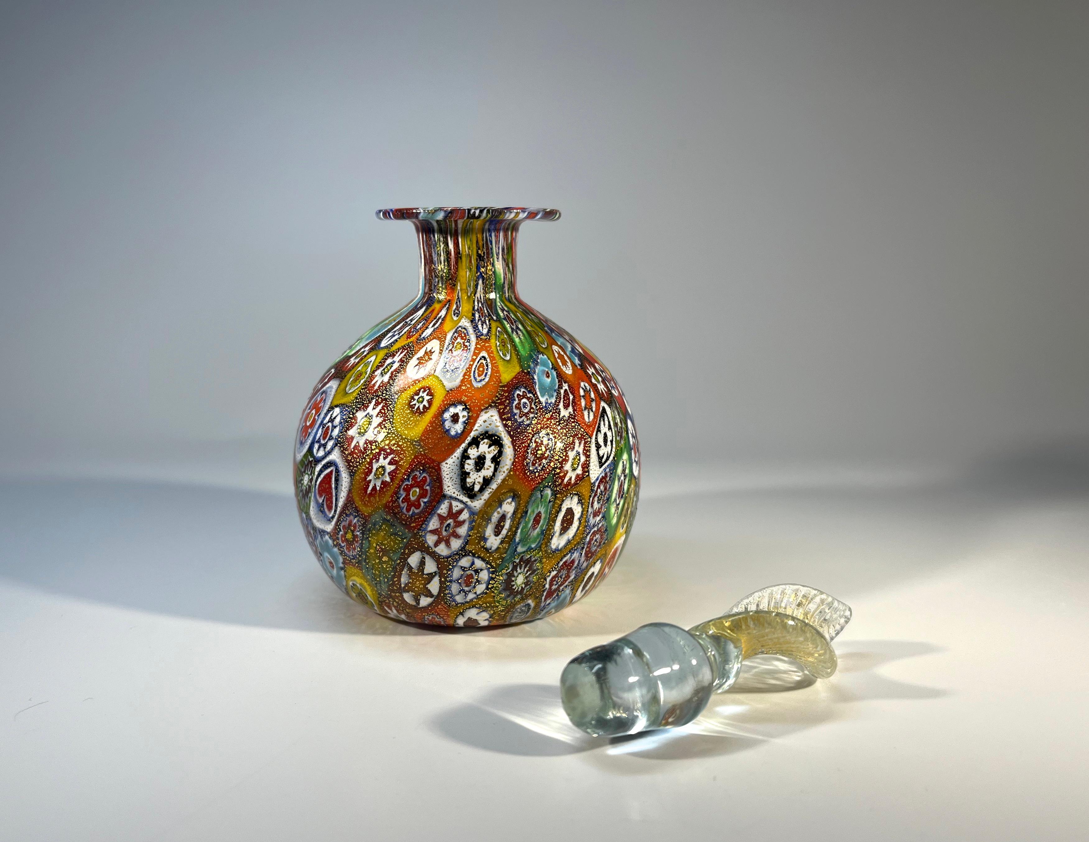 Beautifully Intricate, Millefiori Venetian Glass Perfume Bottle Mid 20th Century 2