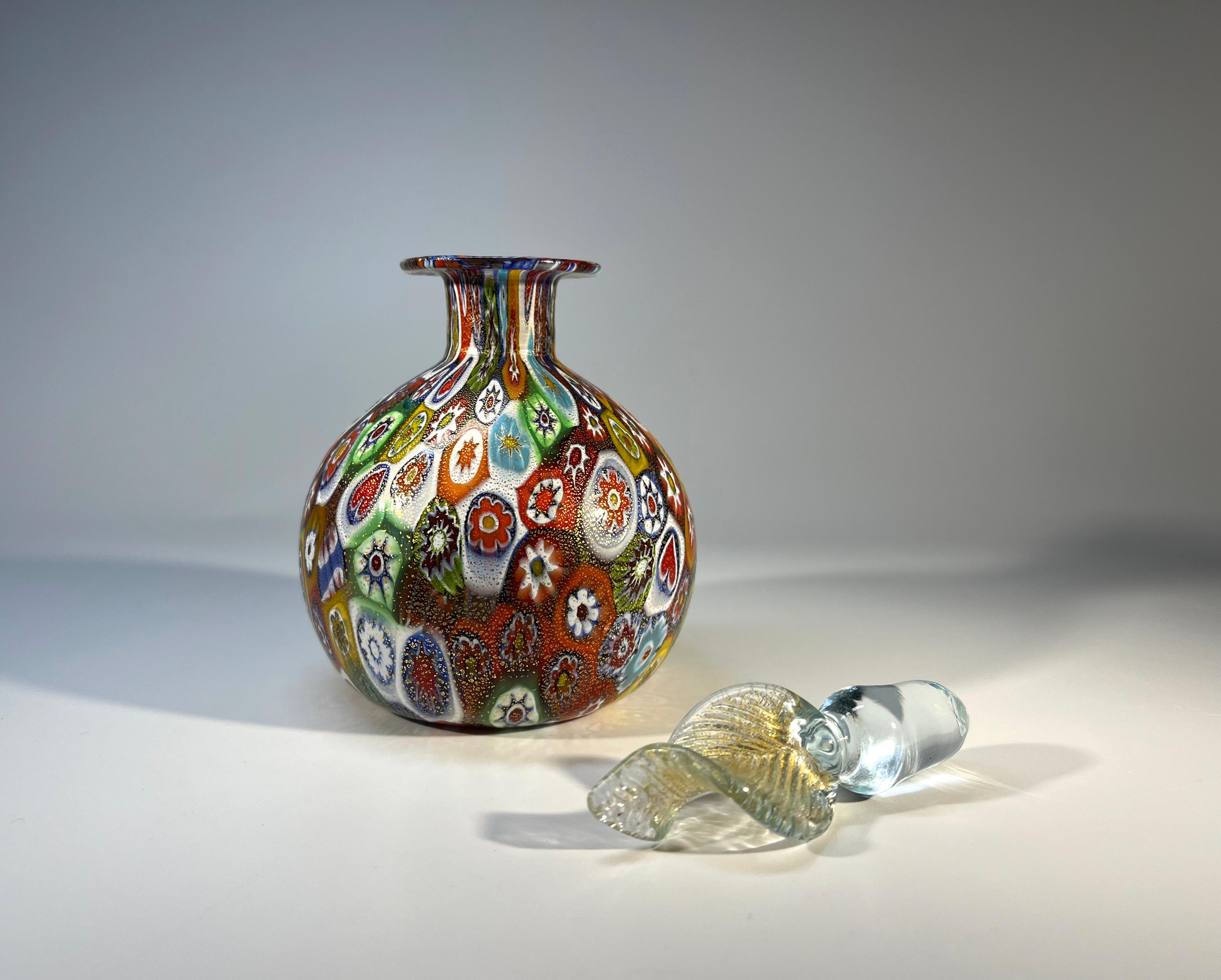 Beautifully Intricate, Millefiori Venetian Glass Perfume Bottle Mid 20th Century 3