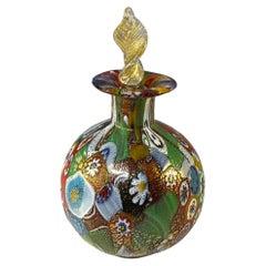 Vintage Intricate Millefiori, Venetian Glass Perfume Bottle Murano Mid-20th Century