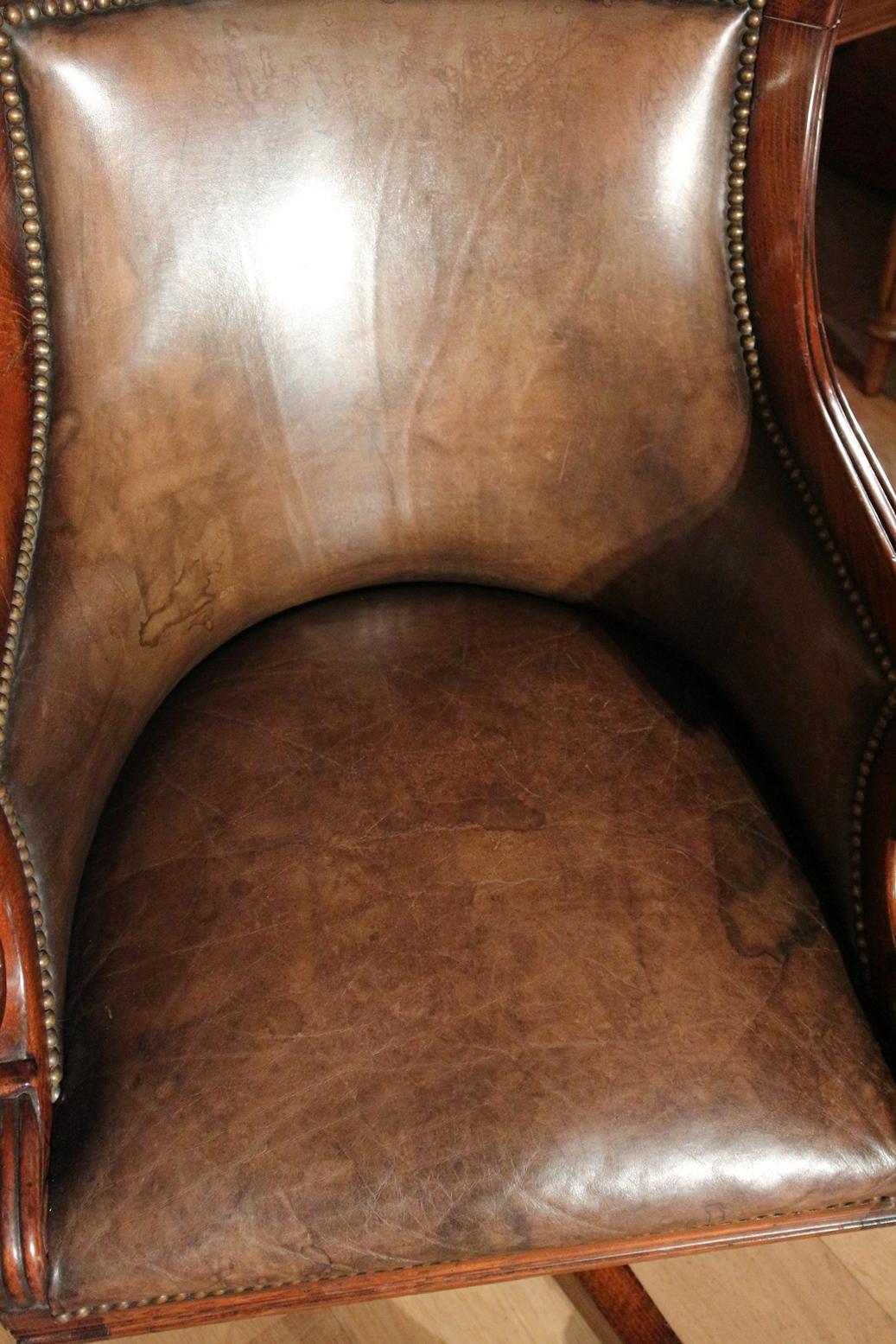 Mid-20th Century Beautifully Lived Leather Office Chair