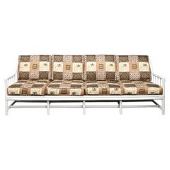 Beautifully Made Lacquered Bamboo Long Sofa with Cushions 1950s