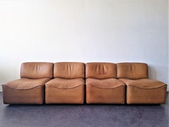 Beautifully Patinated Ds-15 4-Element Leather Sofa for De Sede, Switzerland, 70s