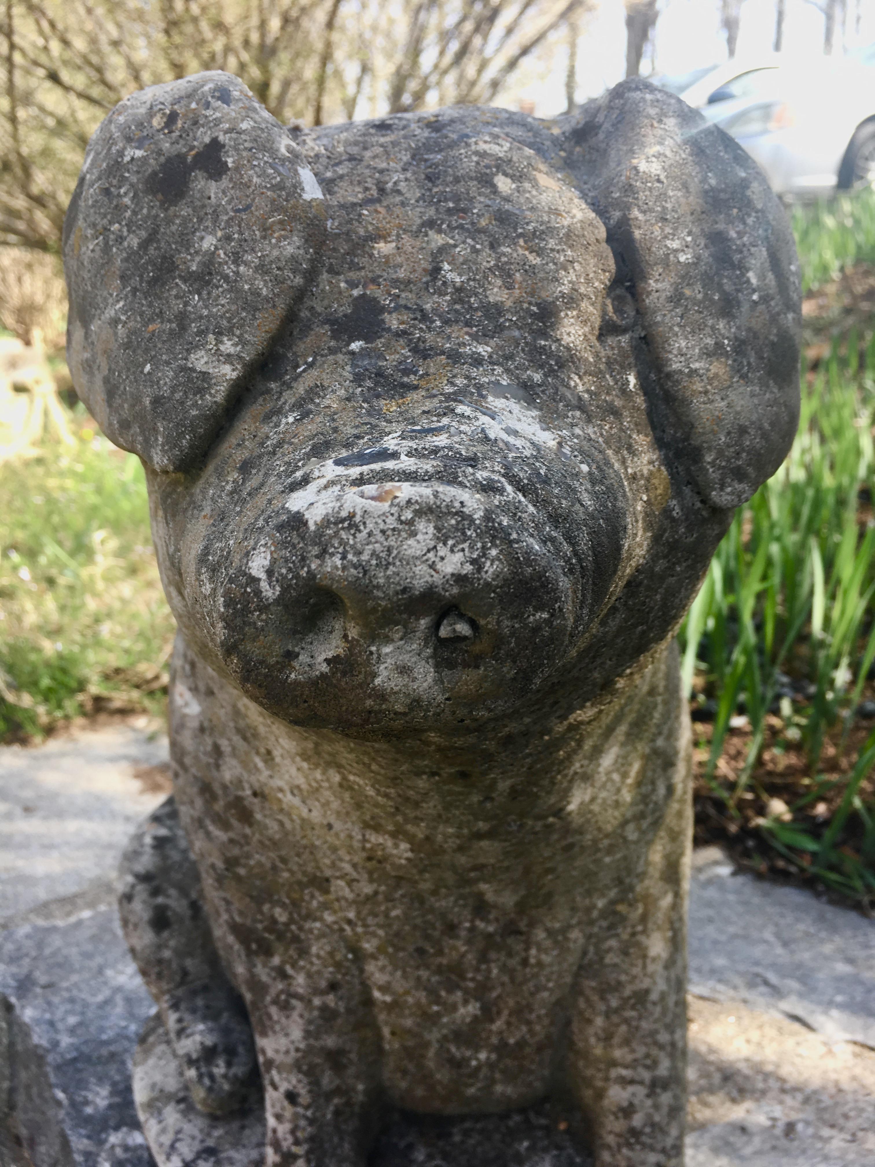Beautifully-Patinated English Cast Stone Pig 6
