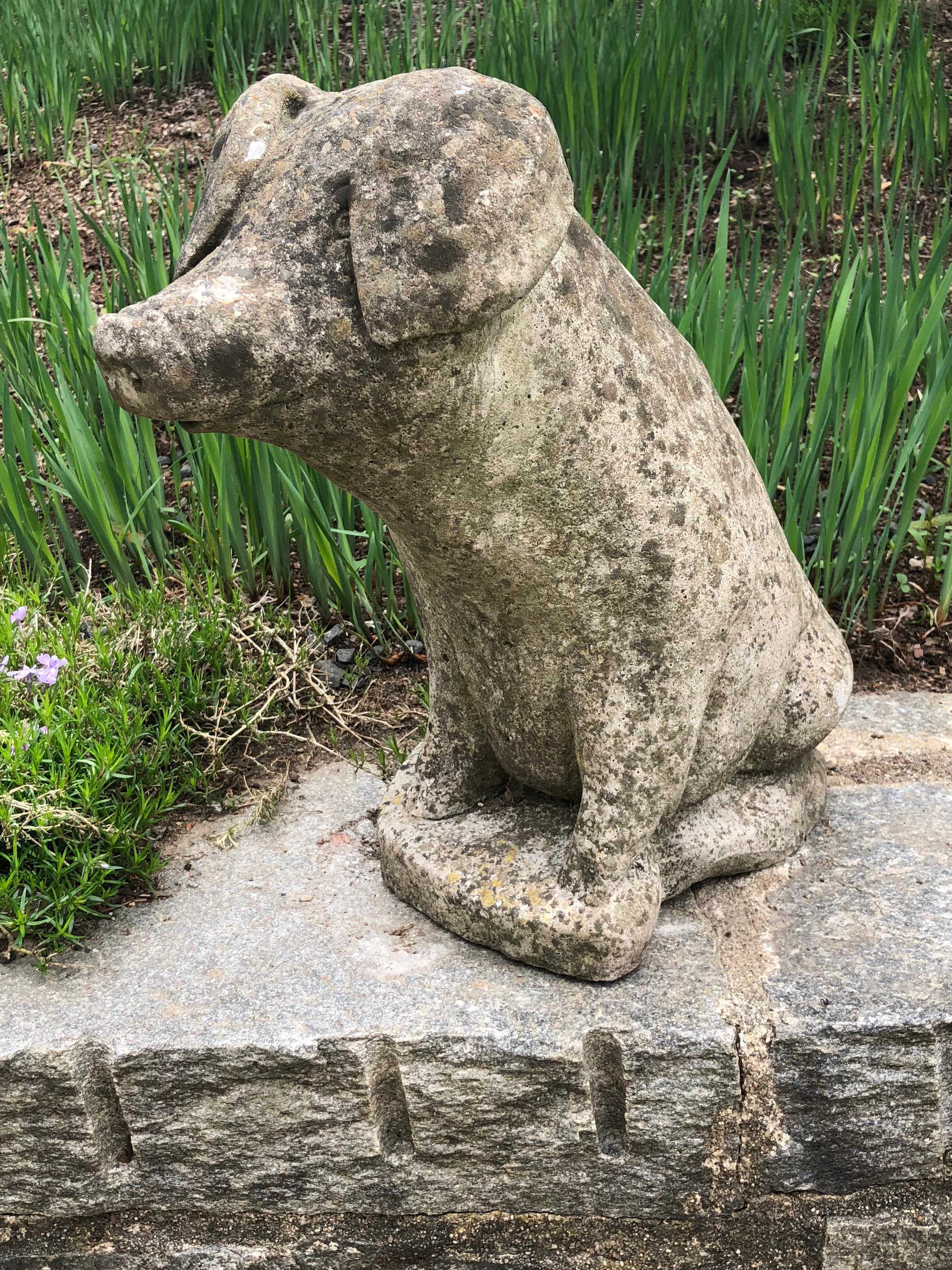 Beautifully-Patinated English Cast Stone Pig In Good Condition In Woodbury, CT