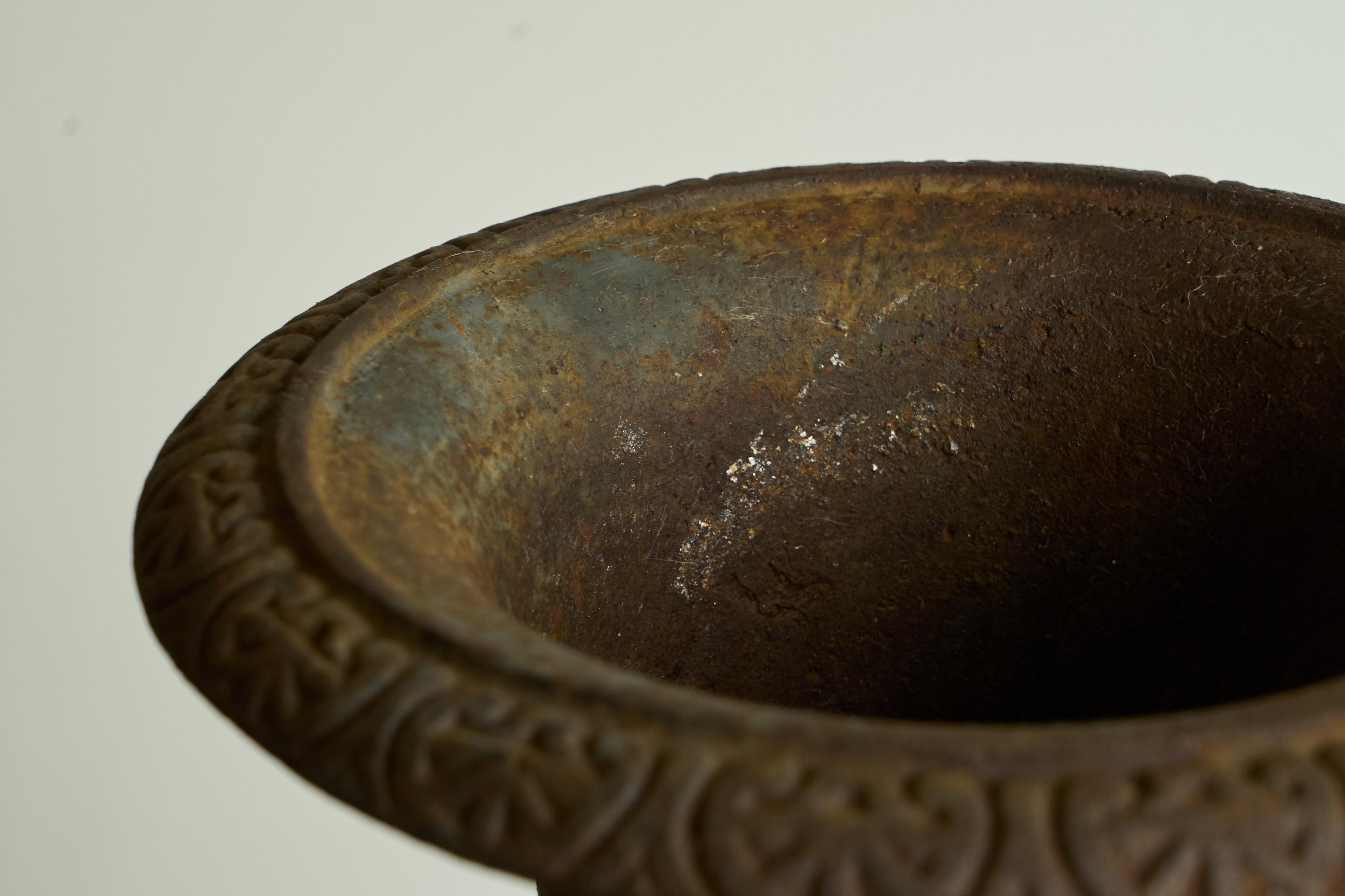 Beautifully Patinated Neoclassical Cast Iron Vase or Planter Late 19th Century For Sale 7