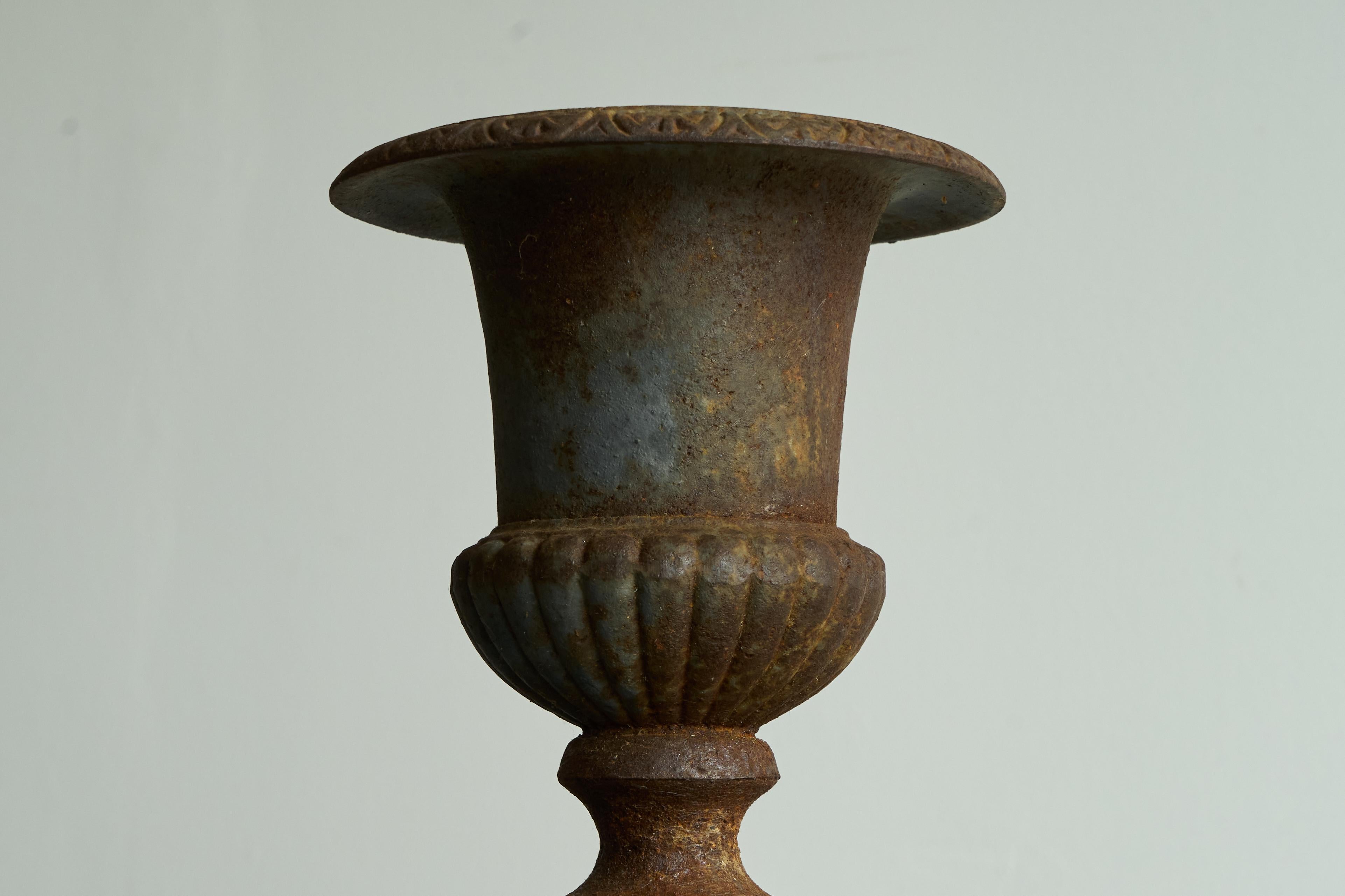 Beautifully Patinated Neoclassical Cast Iron Vase or Planter Late 19th Century In Good Condition For Sale In Meer, VAN