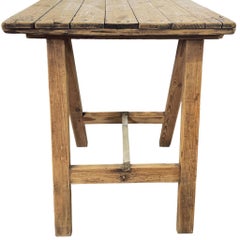 Beautifully Patinated Sawhorse Table, c. 1950 Belgium