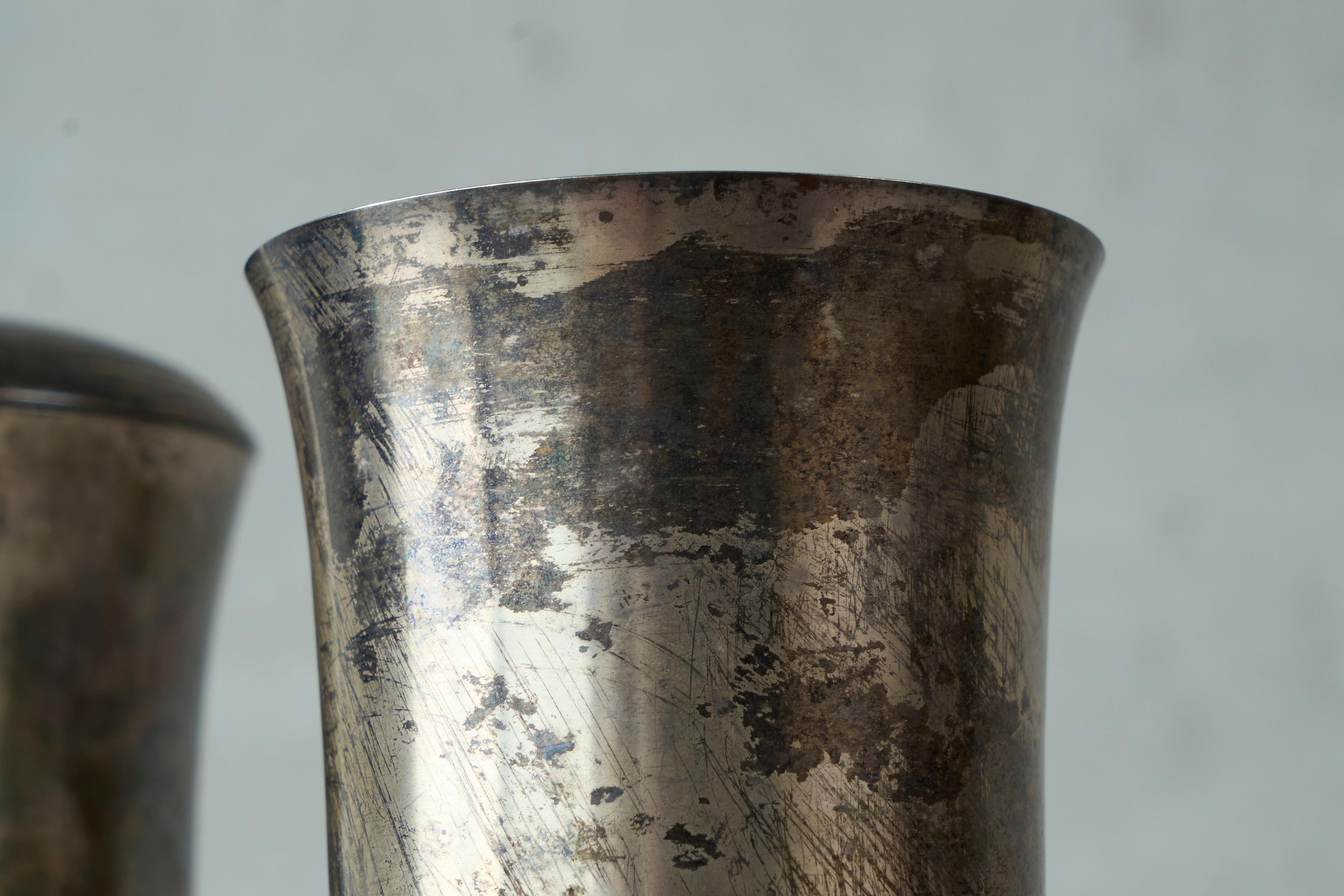 20th Century Beautifully Patinated Silver Plated Bathroom Set 1960s For Sale