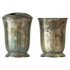 Beautifully Patinated Silver Plated Bathroom Set 1960s