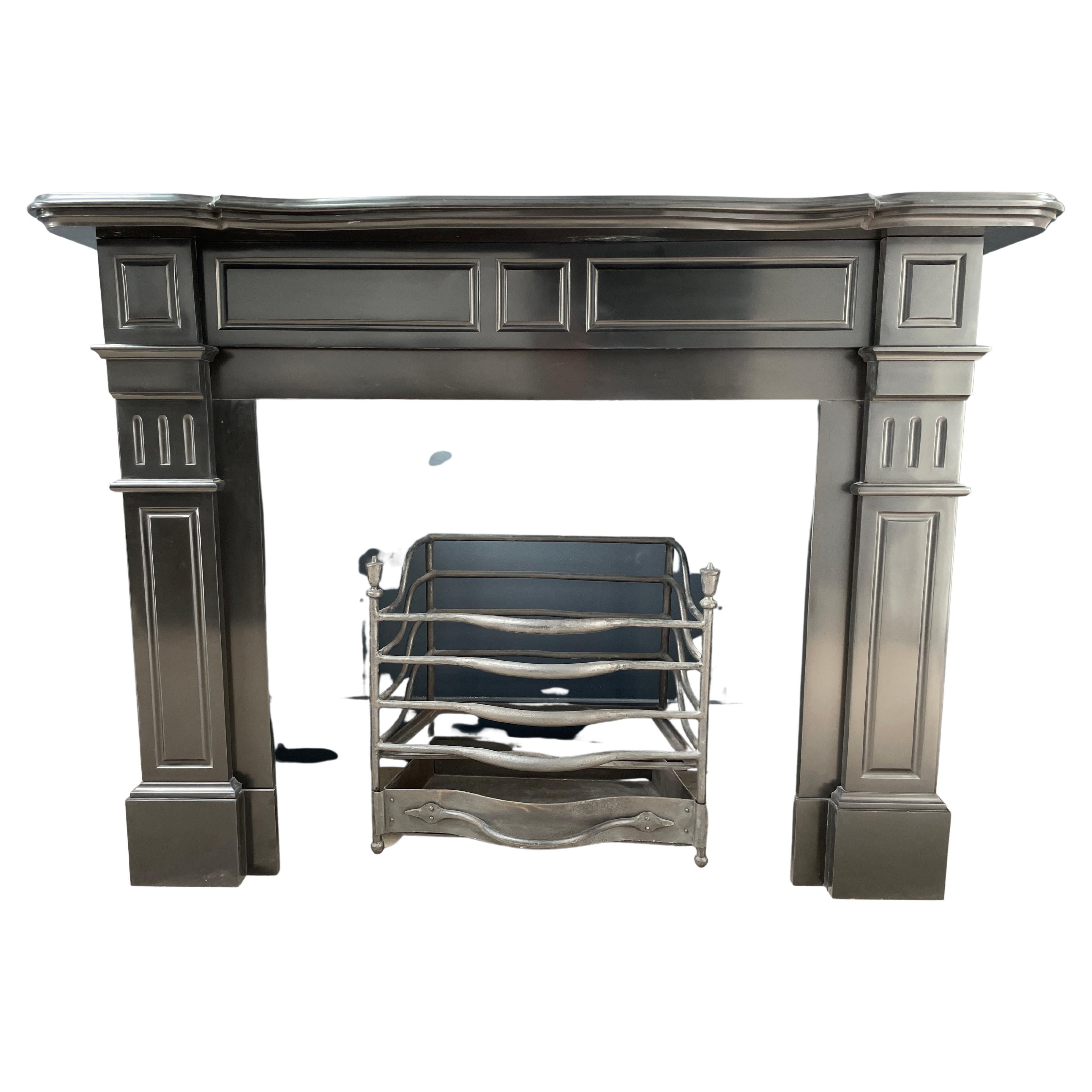 Beautifully Restored Antique Black Circular Fireplace For Sale