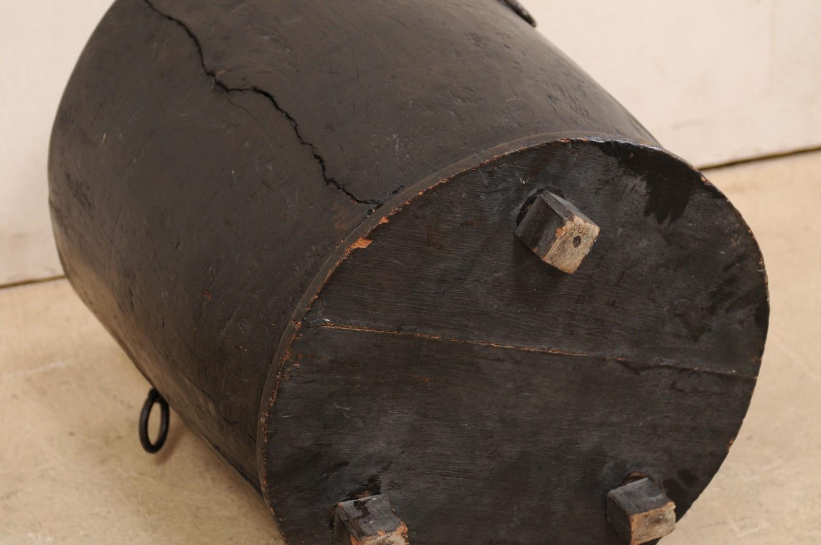 Beautifully Rustic Hand Carved Wooden Storage Vessel, India, Mid-20th Century 5