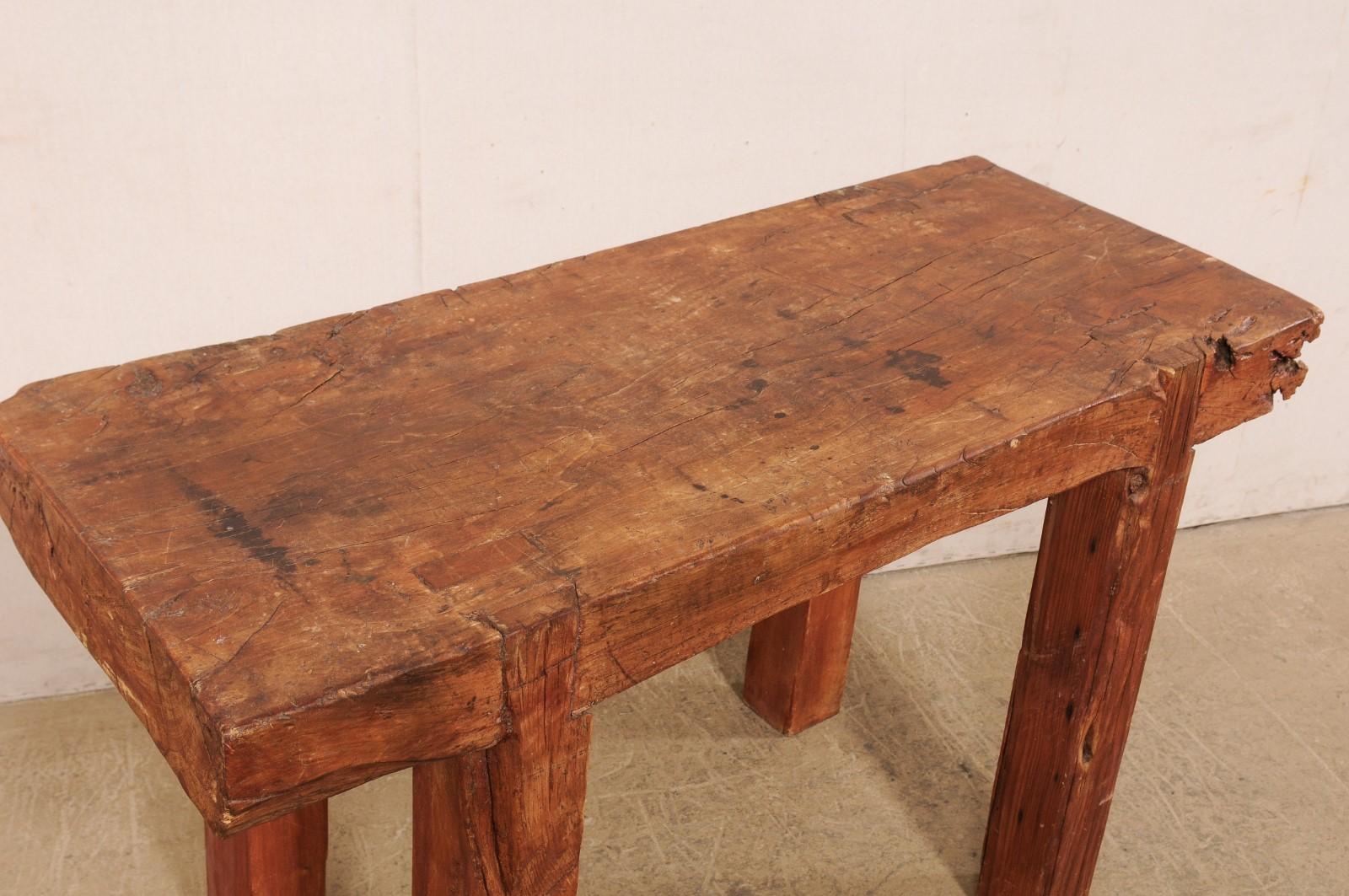 Beautifully Rustic Thick Chopping Block Top Table Would Be a Great Sink Base In Good Condition In Atlanta, GA
