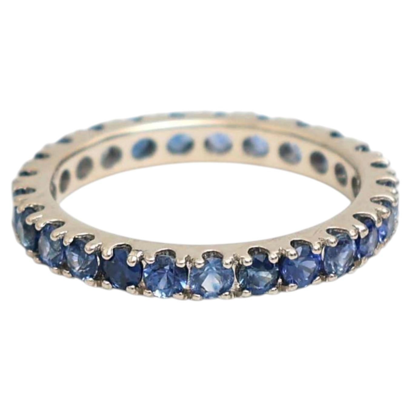 For Sale:  1.75ct Blue Sapphire & Diamond 14K Yellow Gold Band Ring