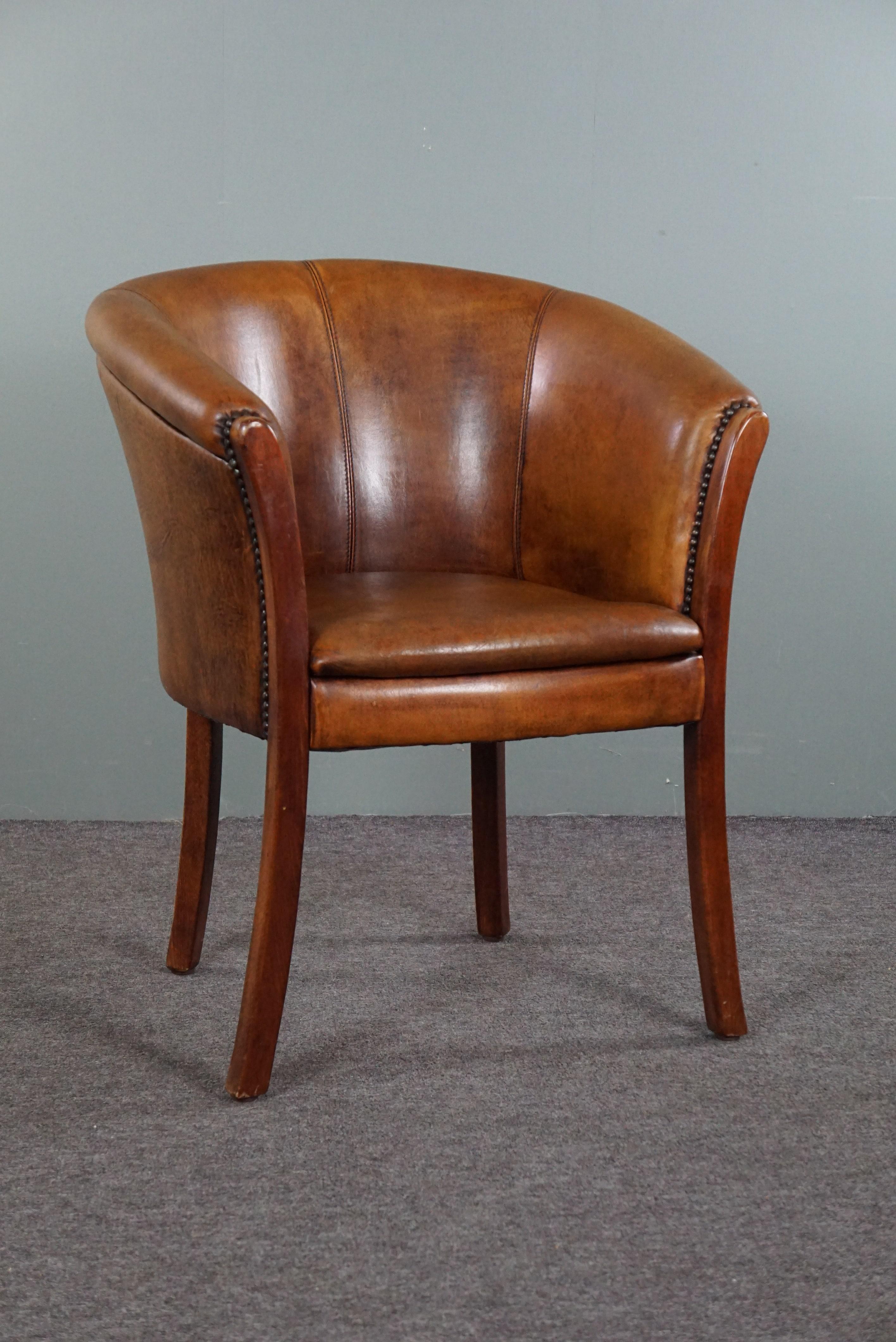 Dutch Beautifully shaped sheepskin side table/tub chair For Sale