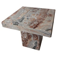 Beautifully-veined vintage post modern polished marble coffee table, USA 1980s