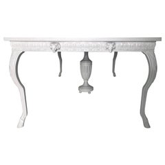 Beautiful Vintage Limed French Grey Carved Ram Dining Table