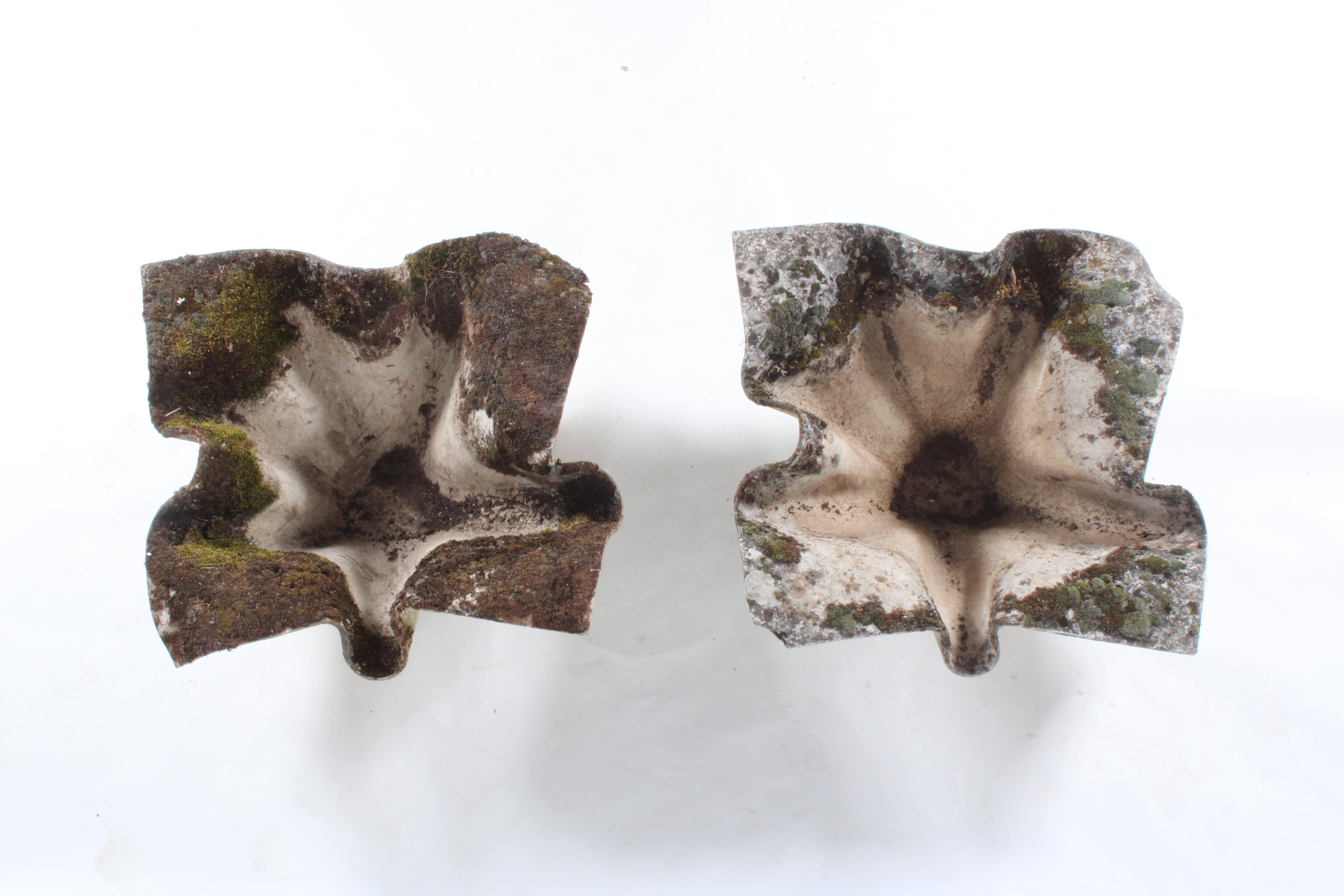 Cast Beautifully weathered pair of 'Elephant Ears' planters by Willy Guhl For Sale