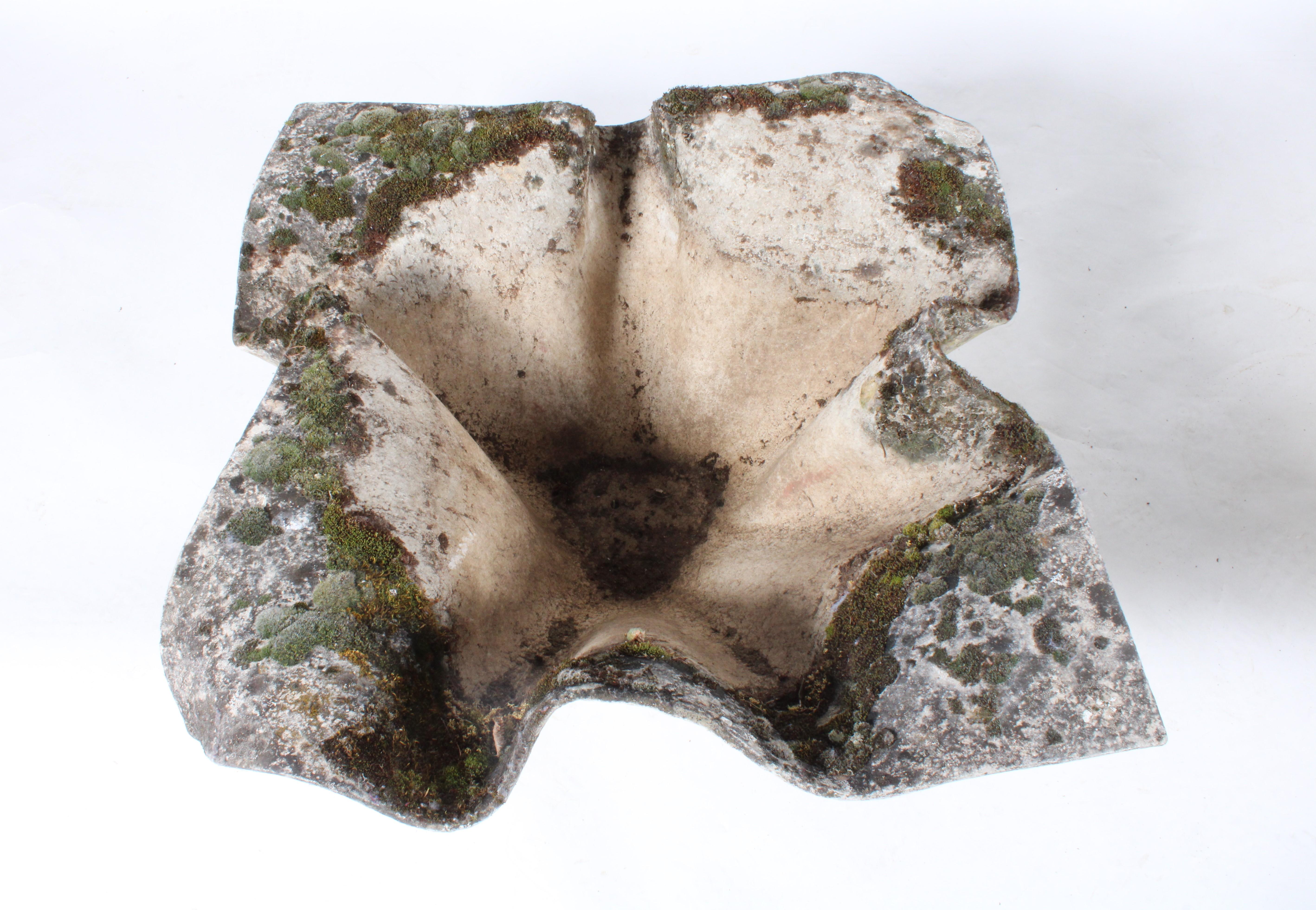 Cement Beautifully weathered pair of 'Elephant Ears' planters by Willy Guhl For Sale
