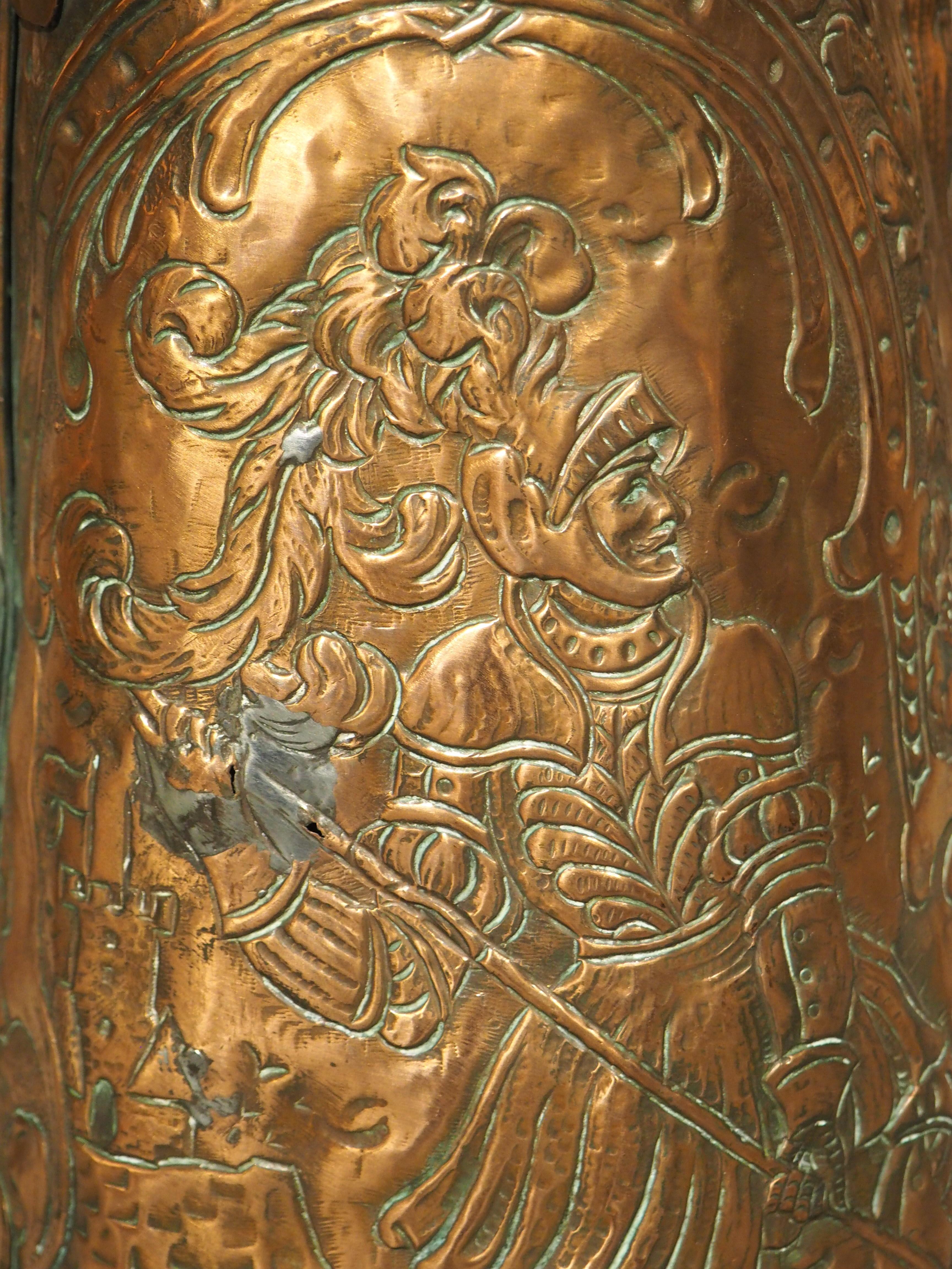 Beautifully Worked Circa 1700 Copper Repousse Flagon Server from Bohemia 5