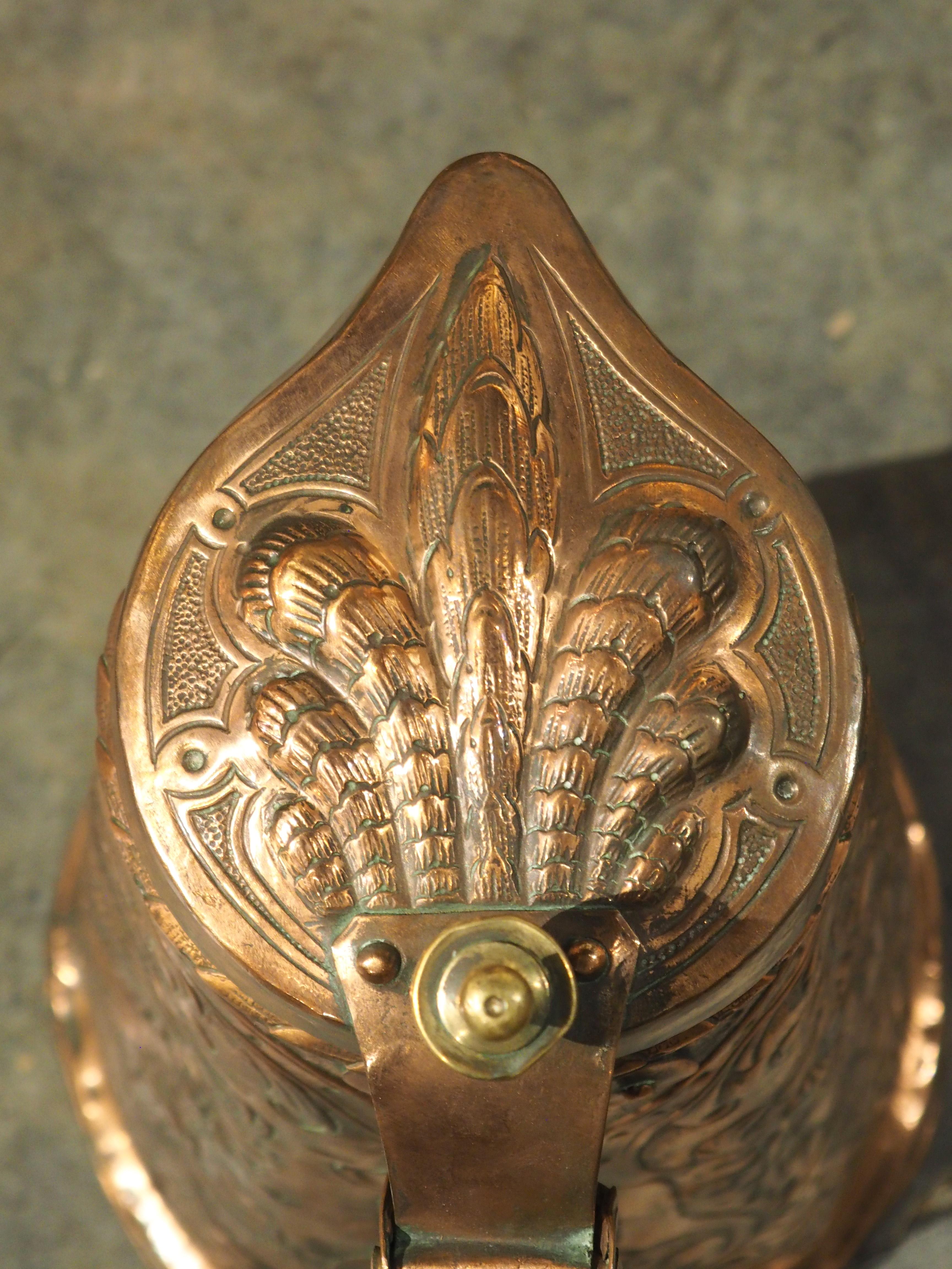 Czech Beautifully Worked Circa 1700 Copper Repousse Flagon Server from Bohemia