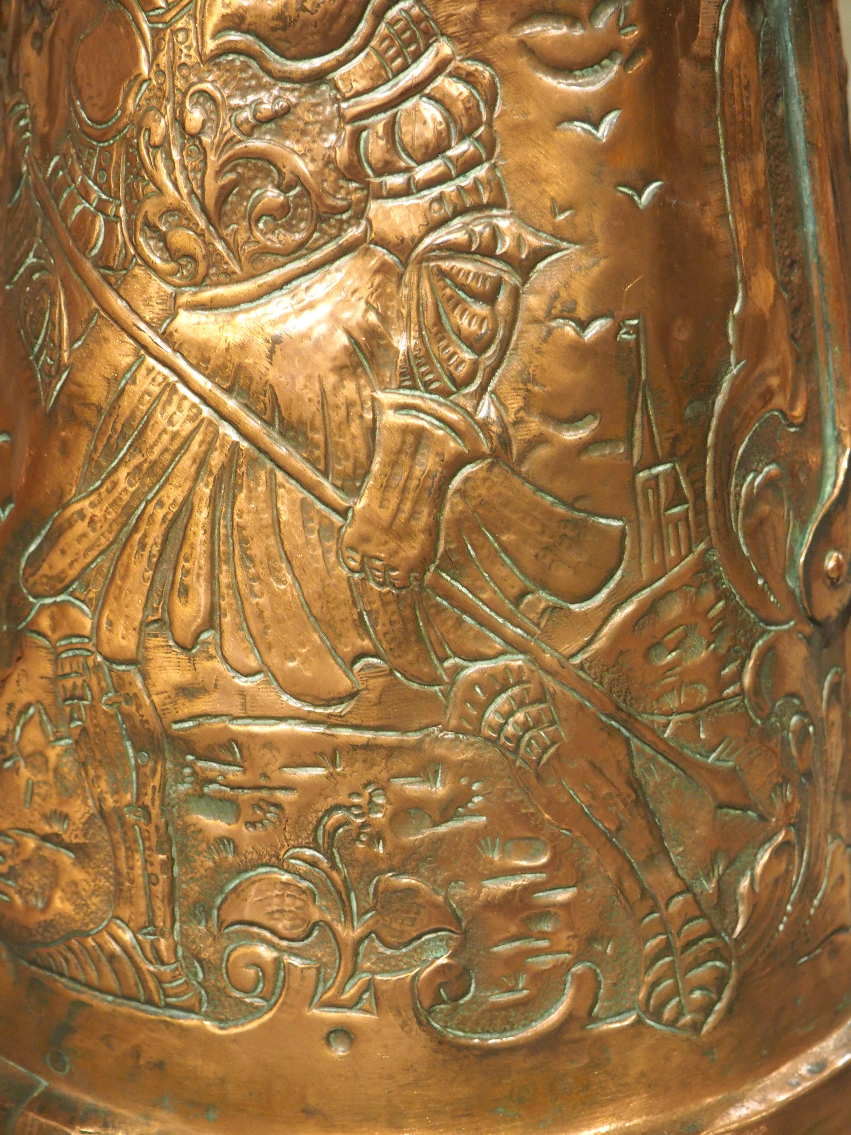 Metal Beautifully Worked Circa 1700 Copper Repousse Flagon Server from Bohemia