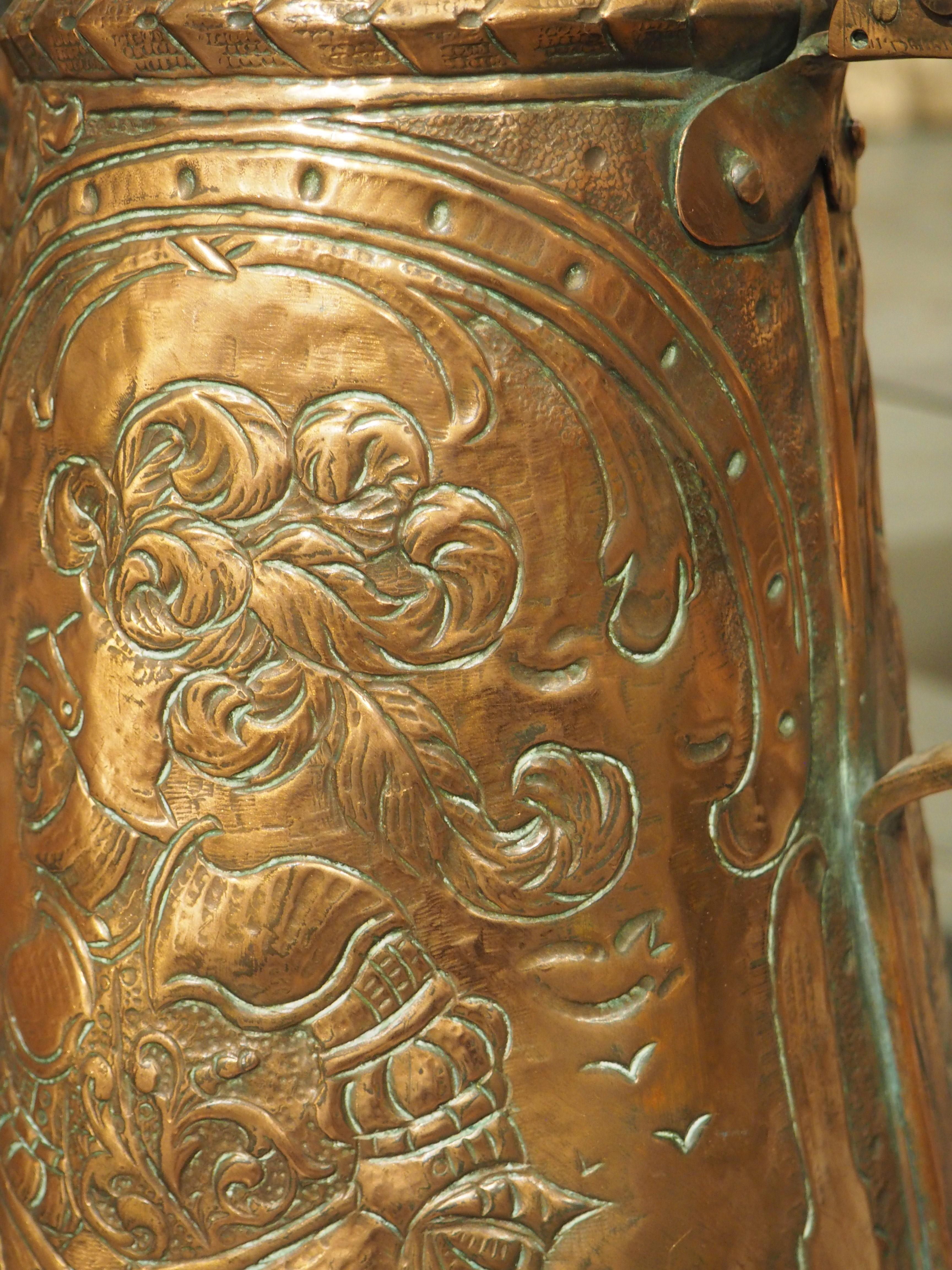 Beautifully Worked Circa 1700 Copper Repousse Flagon Server from Bohemia 1