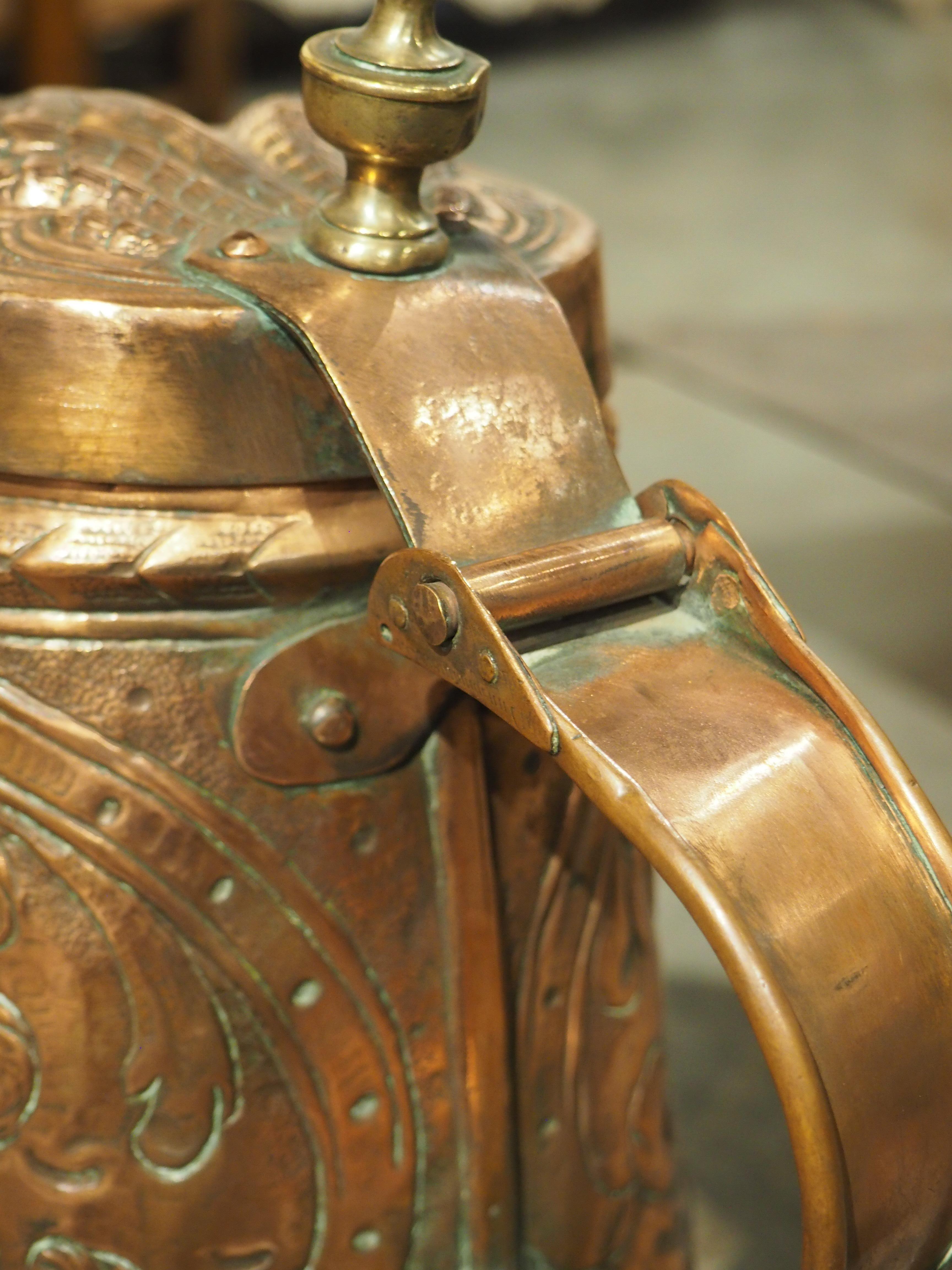 Beautifully Worked Circa 1700 Copper Repousse Flagon Server from Bohemia 2