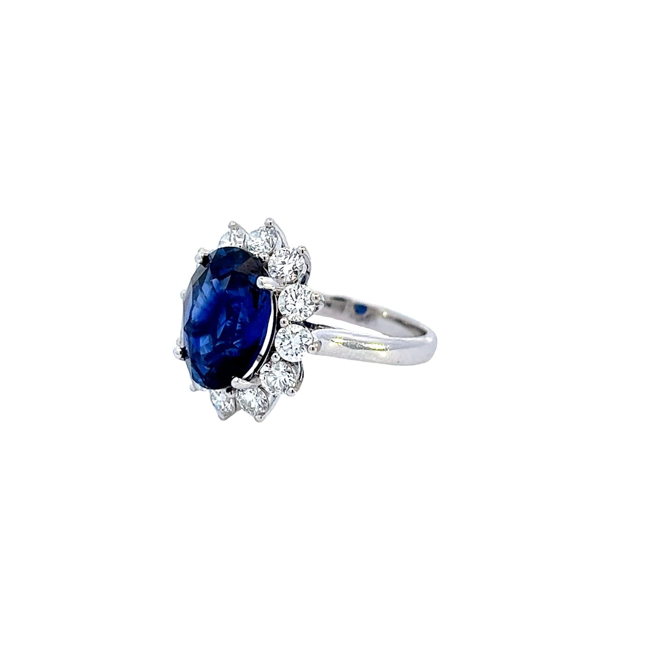 Oval Cut Beauty 18k White Gold Ceylon Sapphire Ring, 6.46ct, Christian Dunaigre Certified For Sale
